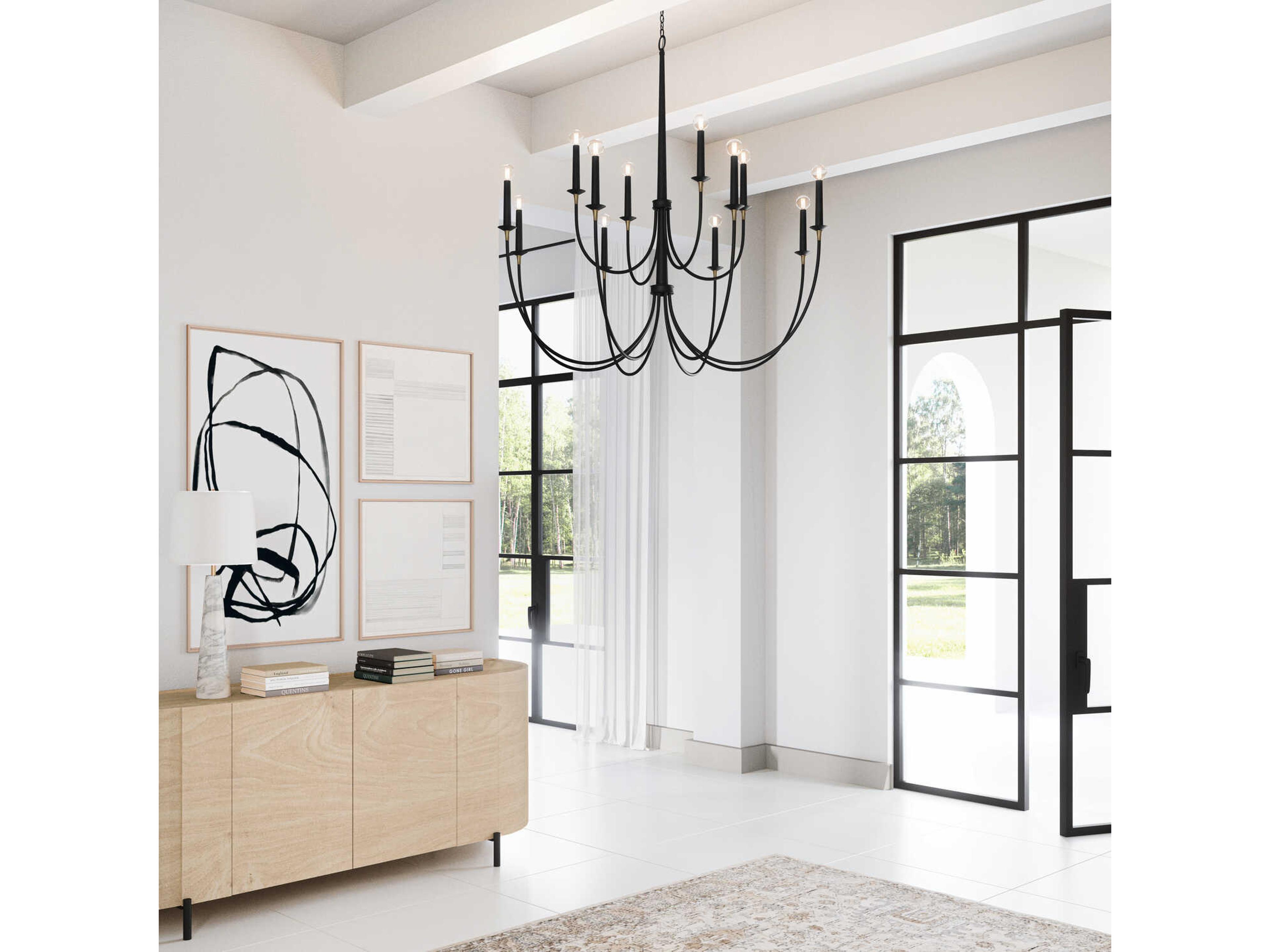 Capital Lighting Amara 12-Light Matte Black With Brass Candelabra Tiered Chandelier