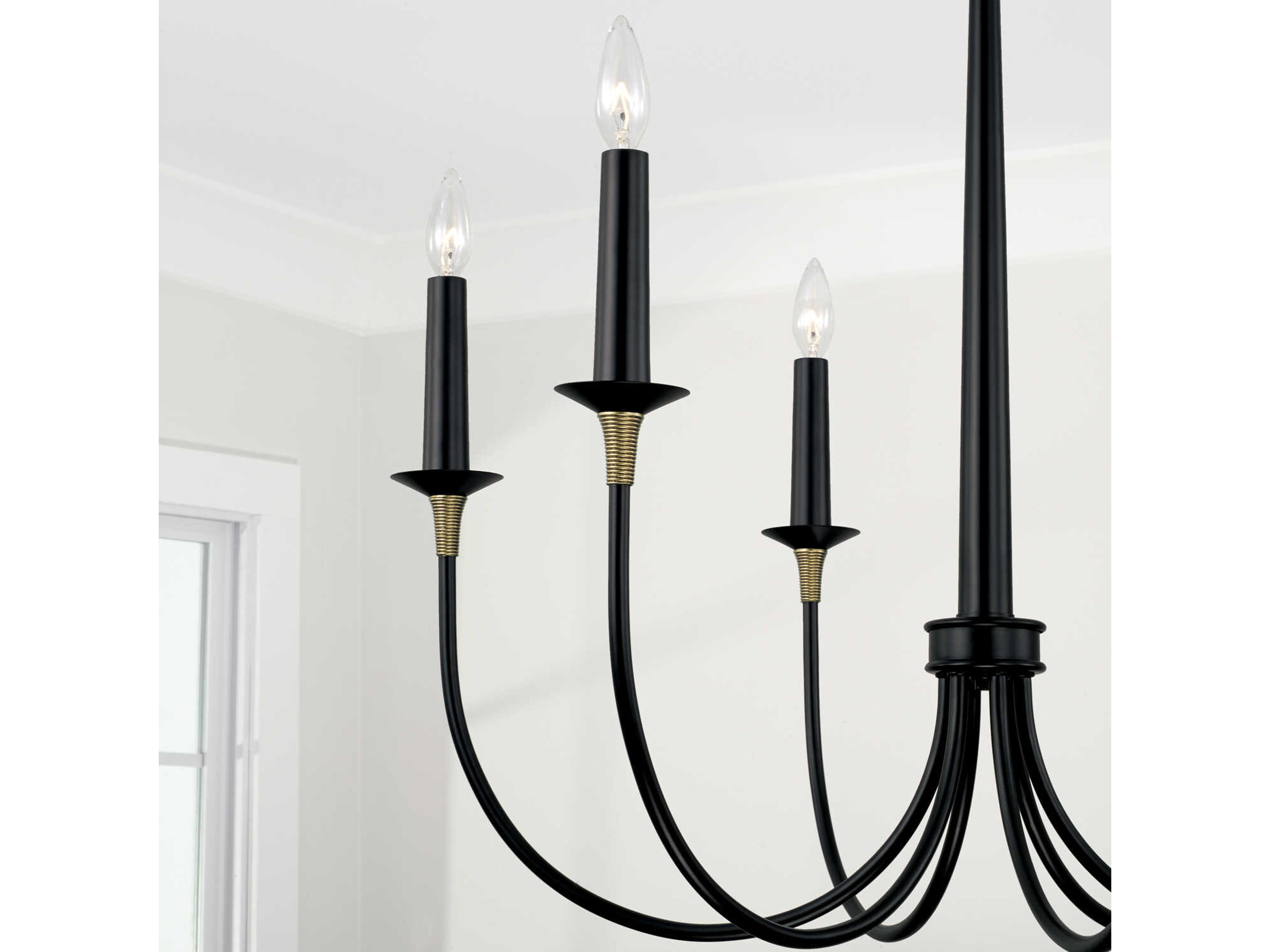 Capital Lighting Amara 6-Light Matte Black With Brass Candelabra Chandelier