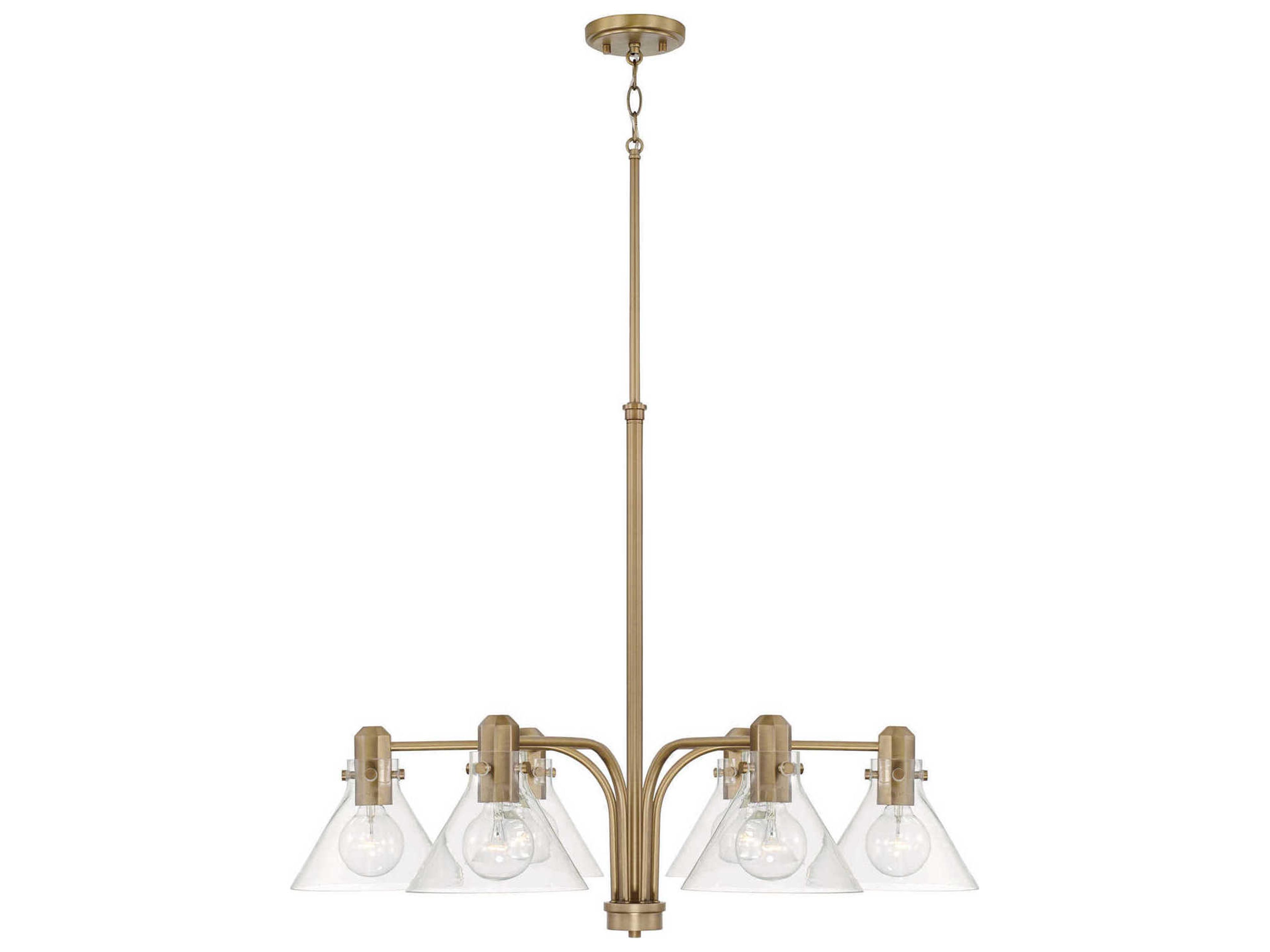 Greer 6-Light Aged Brass Glass Chandelier