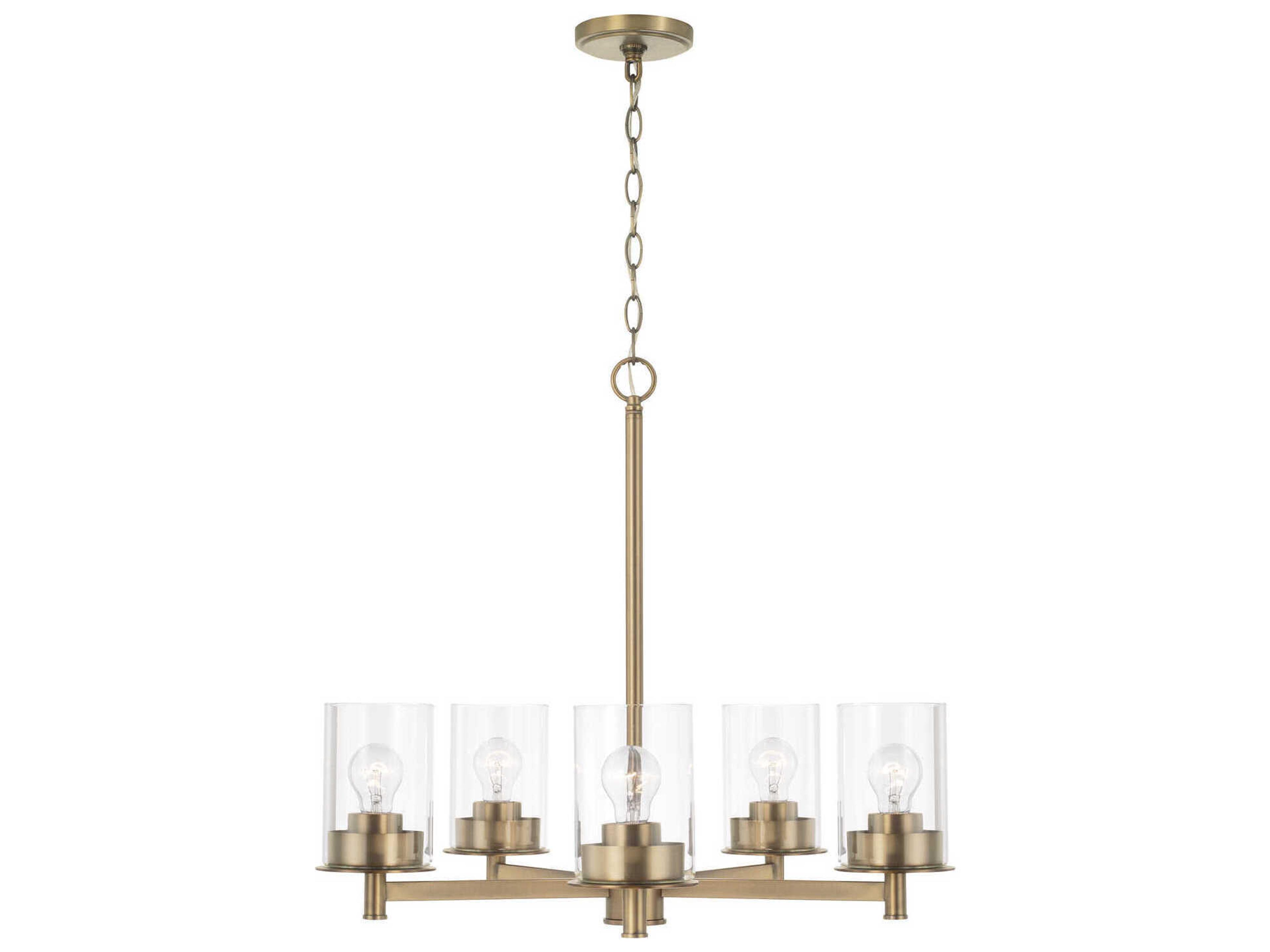Mason 5-Light Aged Brass Glass Linear Chandelier