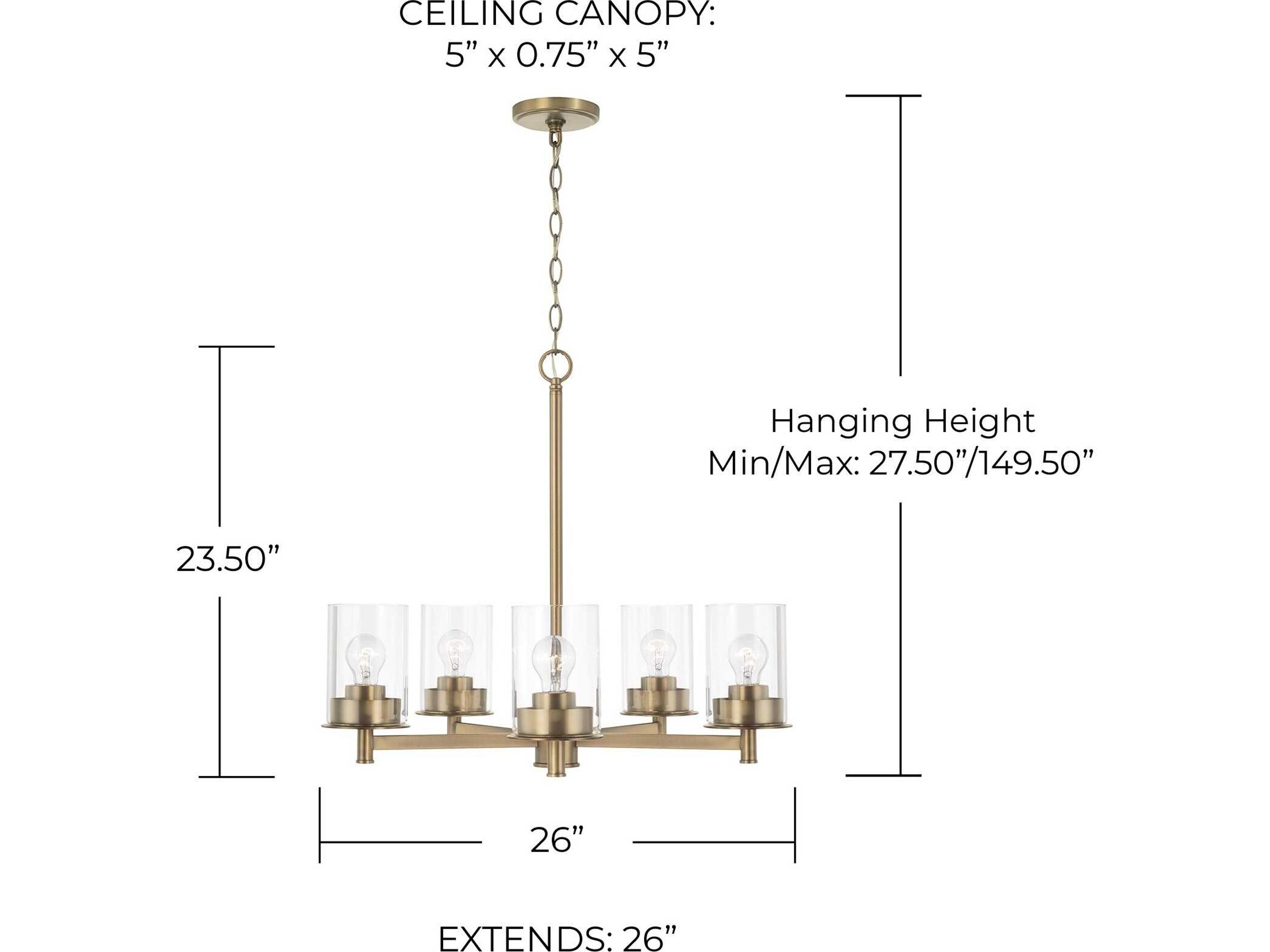 Capital Lighting Mason 5-Light Aged Brass Glass Linear Chandelier