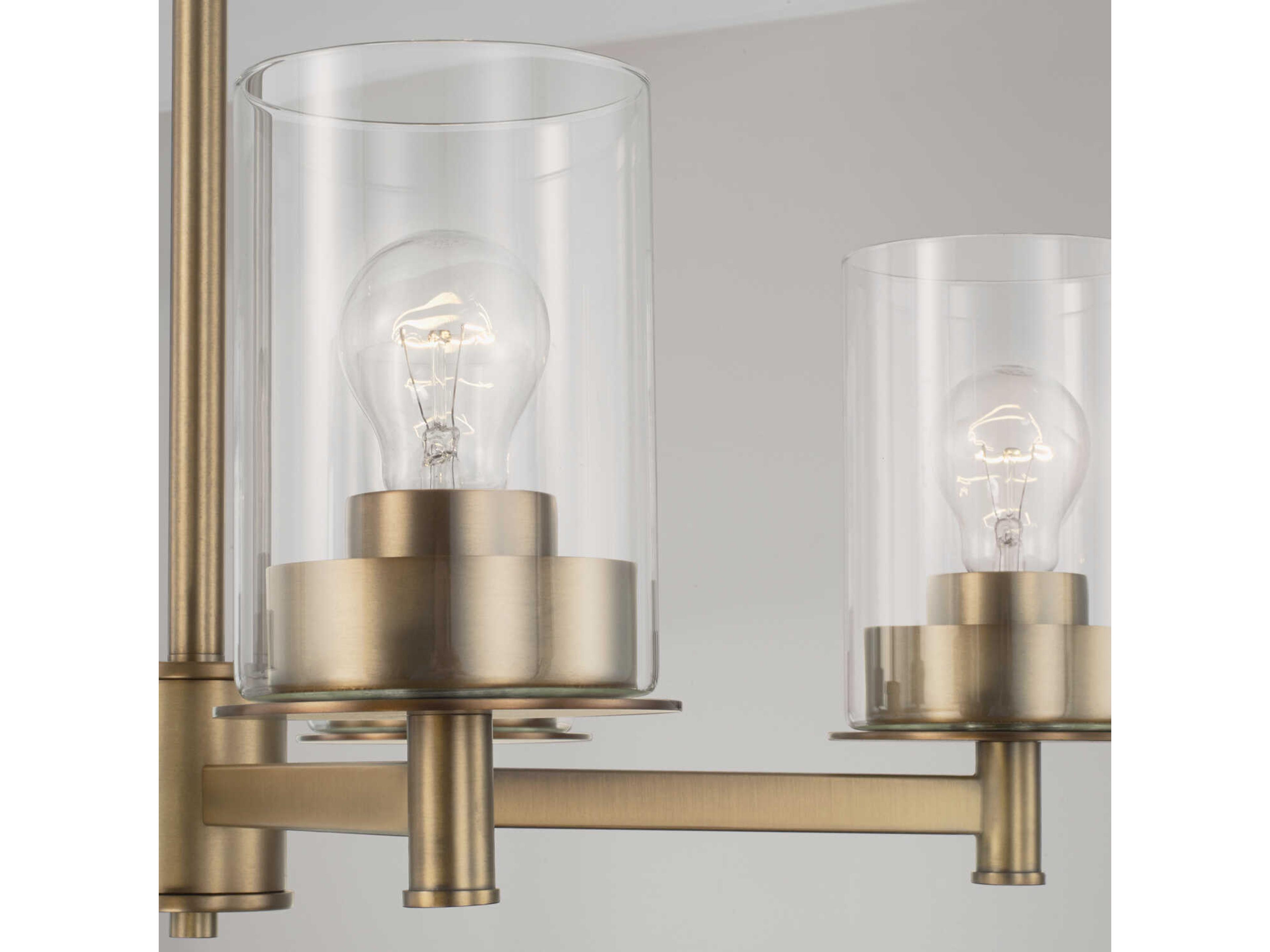 Capital Lighting Mason 5-Light Aged Brass Glass Linear Chandelier