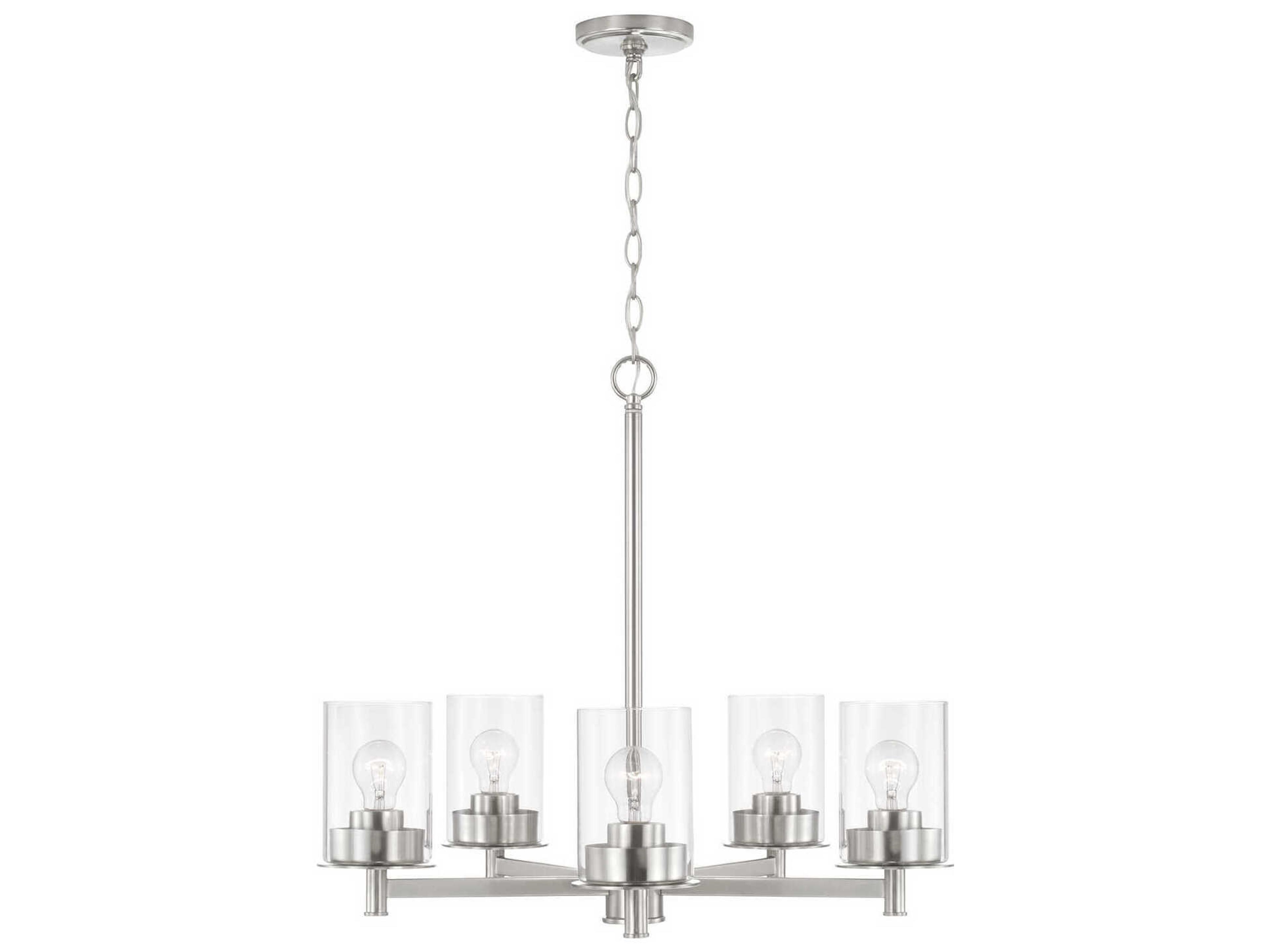 Mason 5-Light Brushed Nickel Glass Linear Chandelier