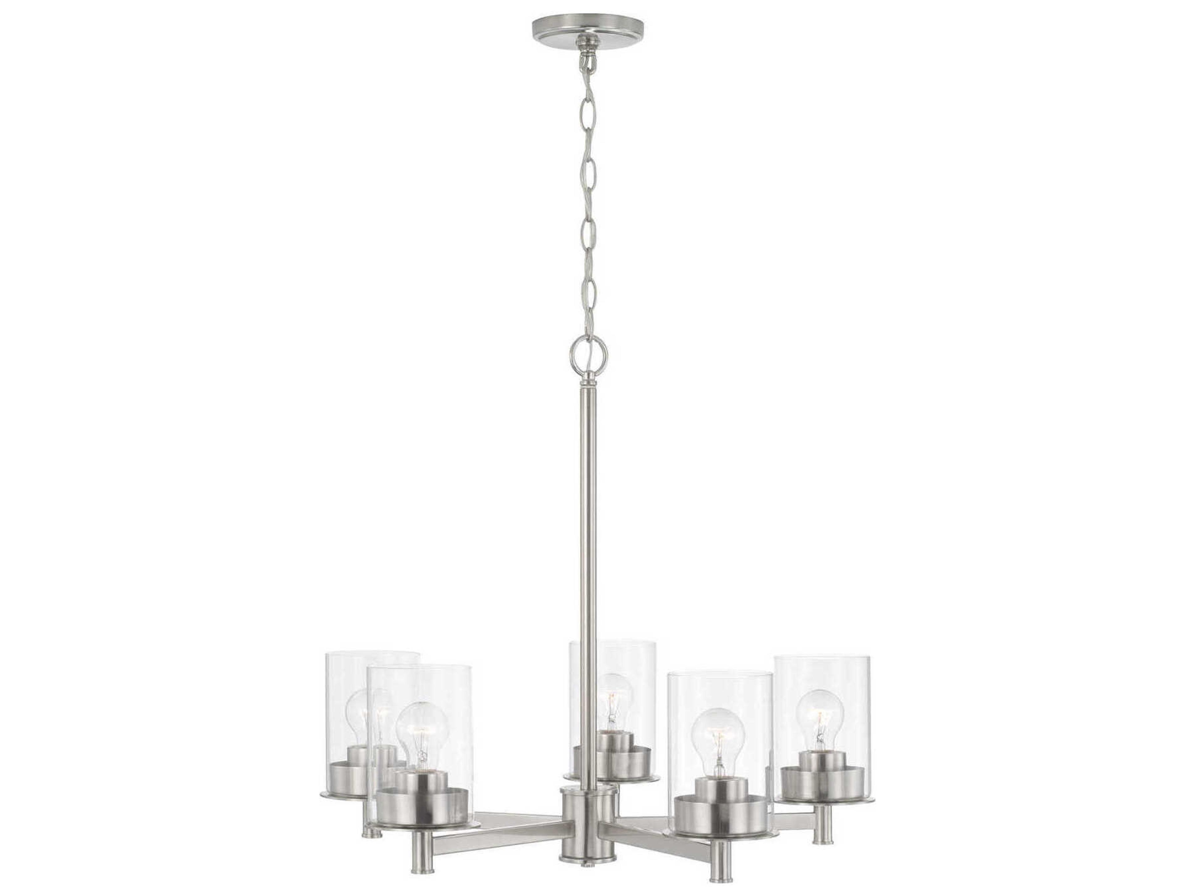 Capital Lighting Mason 5-Light Brushed Nickel Glass Linear Chandelier