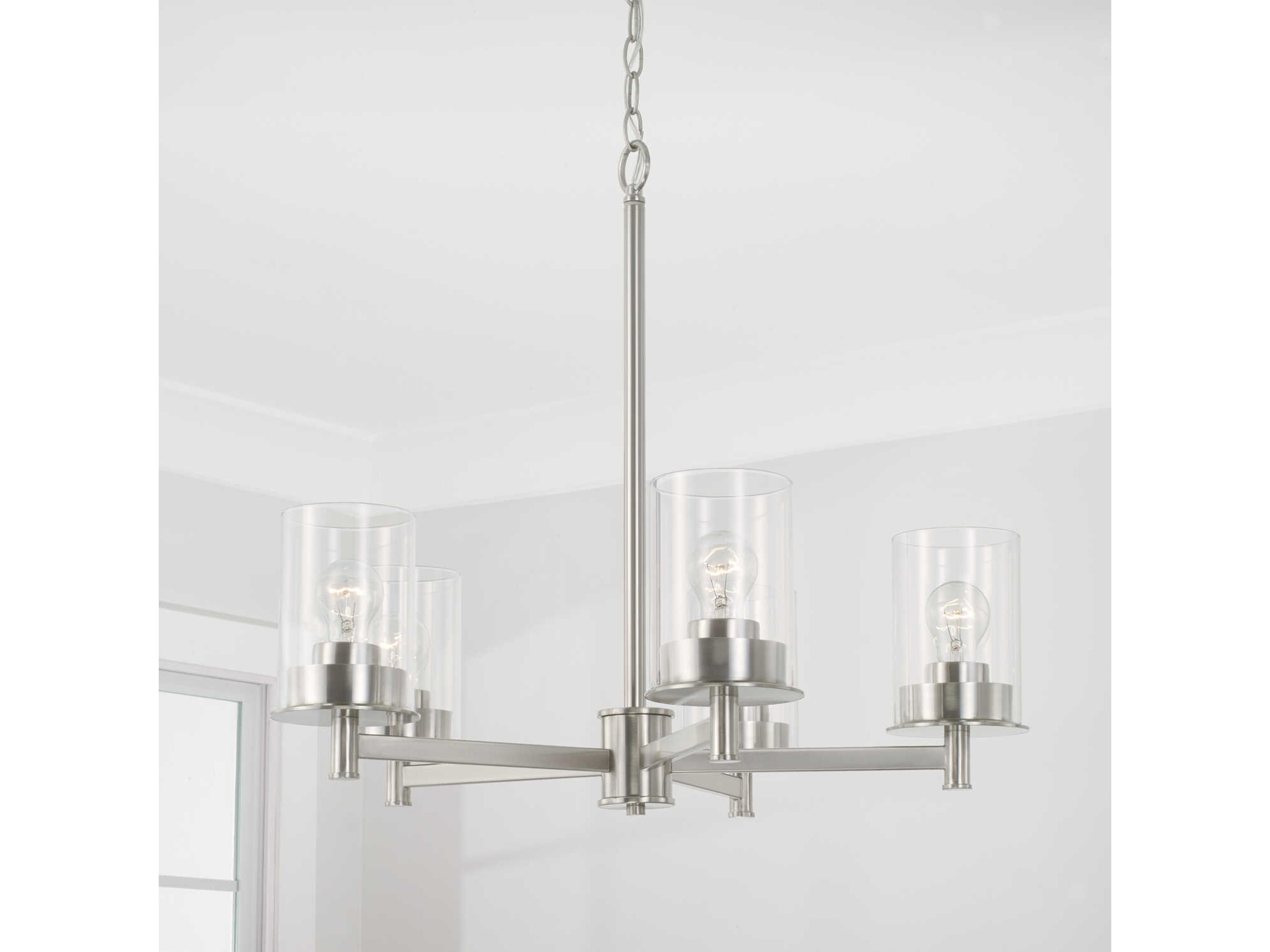 Capital Lighting Mason 5-Light Brushed Nickel Glass Linear Chandelier