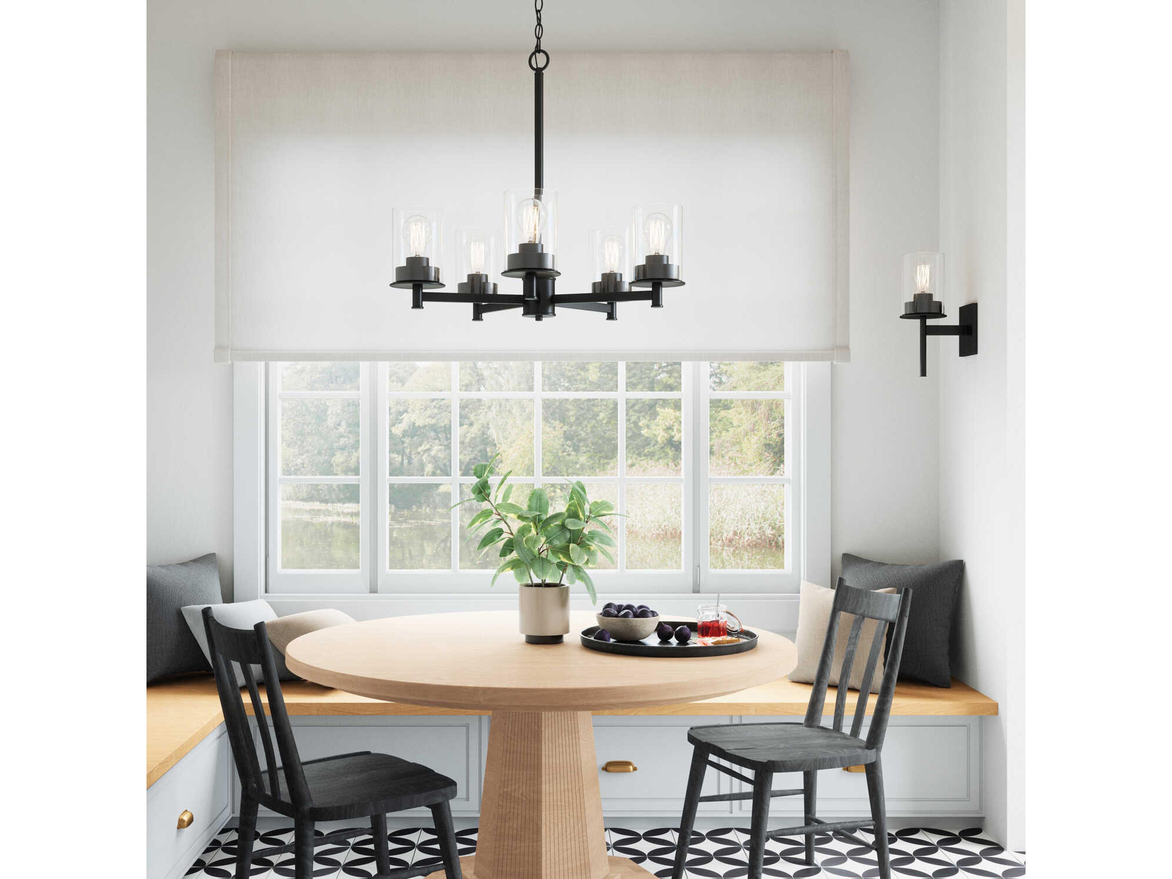 Capital Lighting Mason 5-Light Matte Black Glass Linear Chandelier