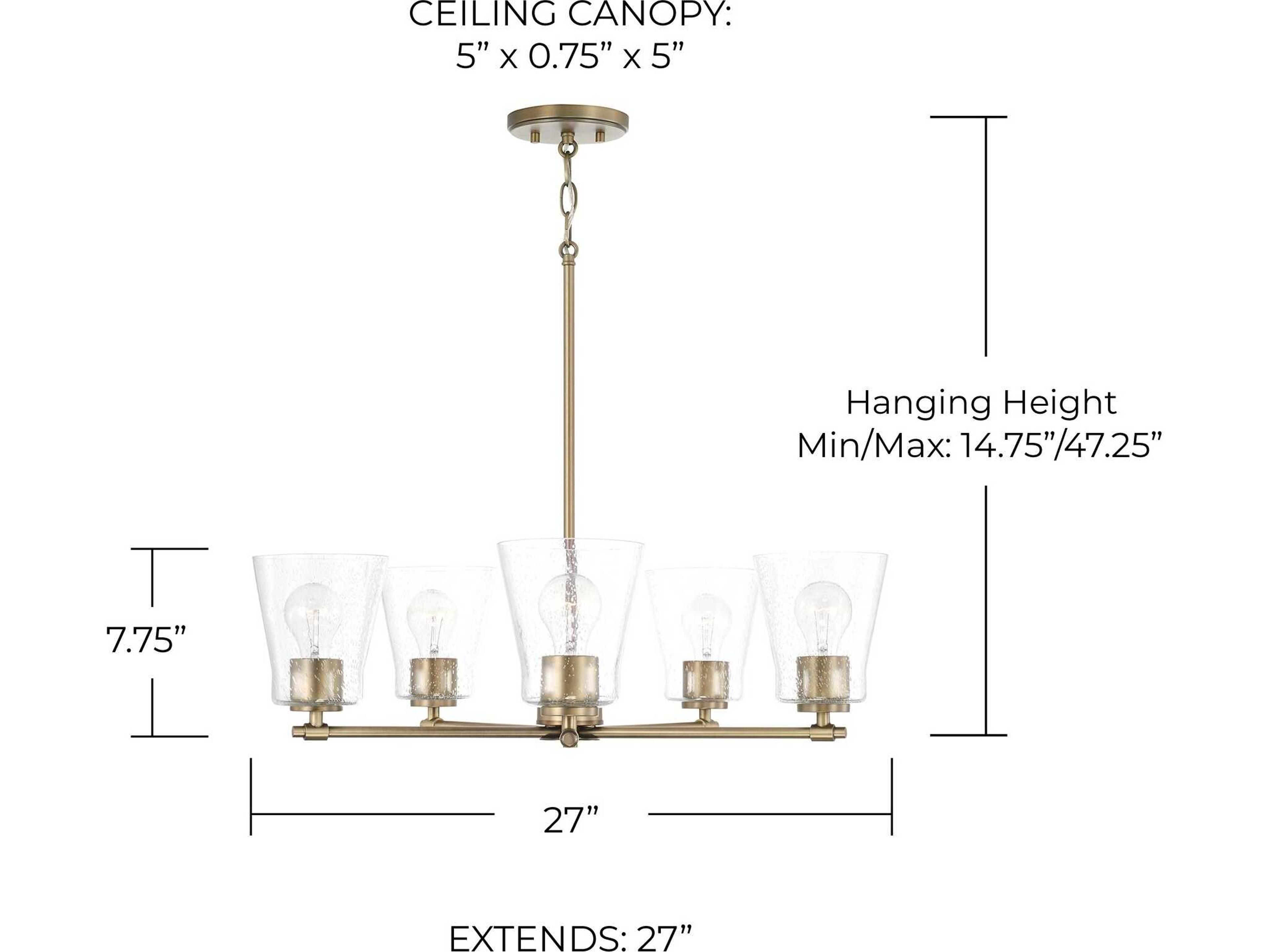 Capital Lighting Baker 5-Light Aged Brass Glass Chandelier