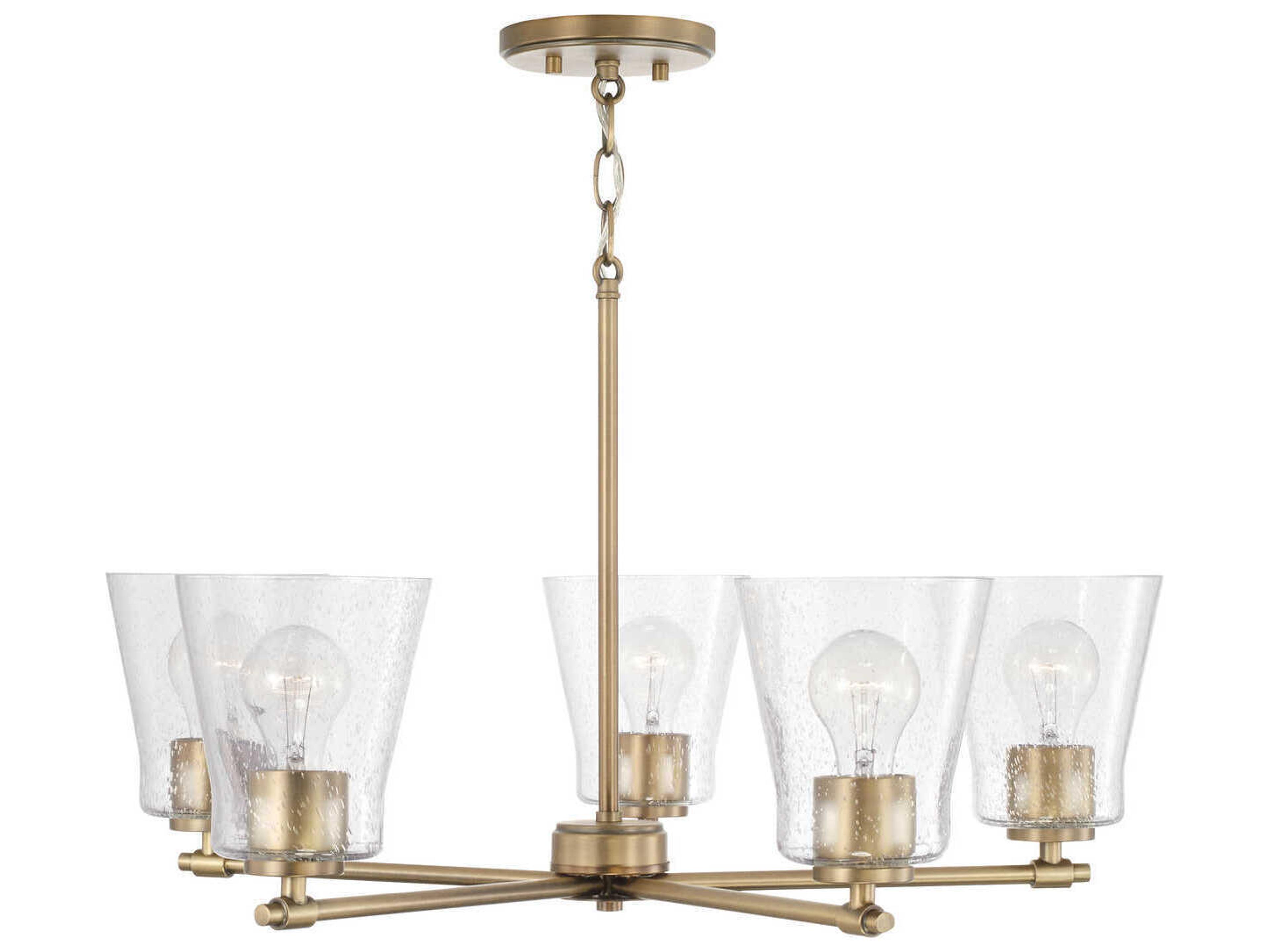 Capital Lighting Baker 5-Light Aged Brass Glass Chandelier