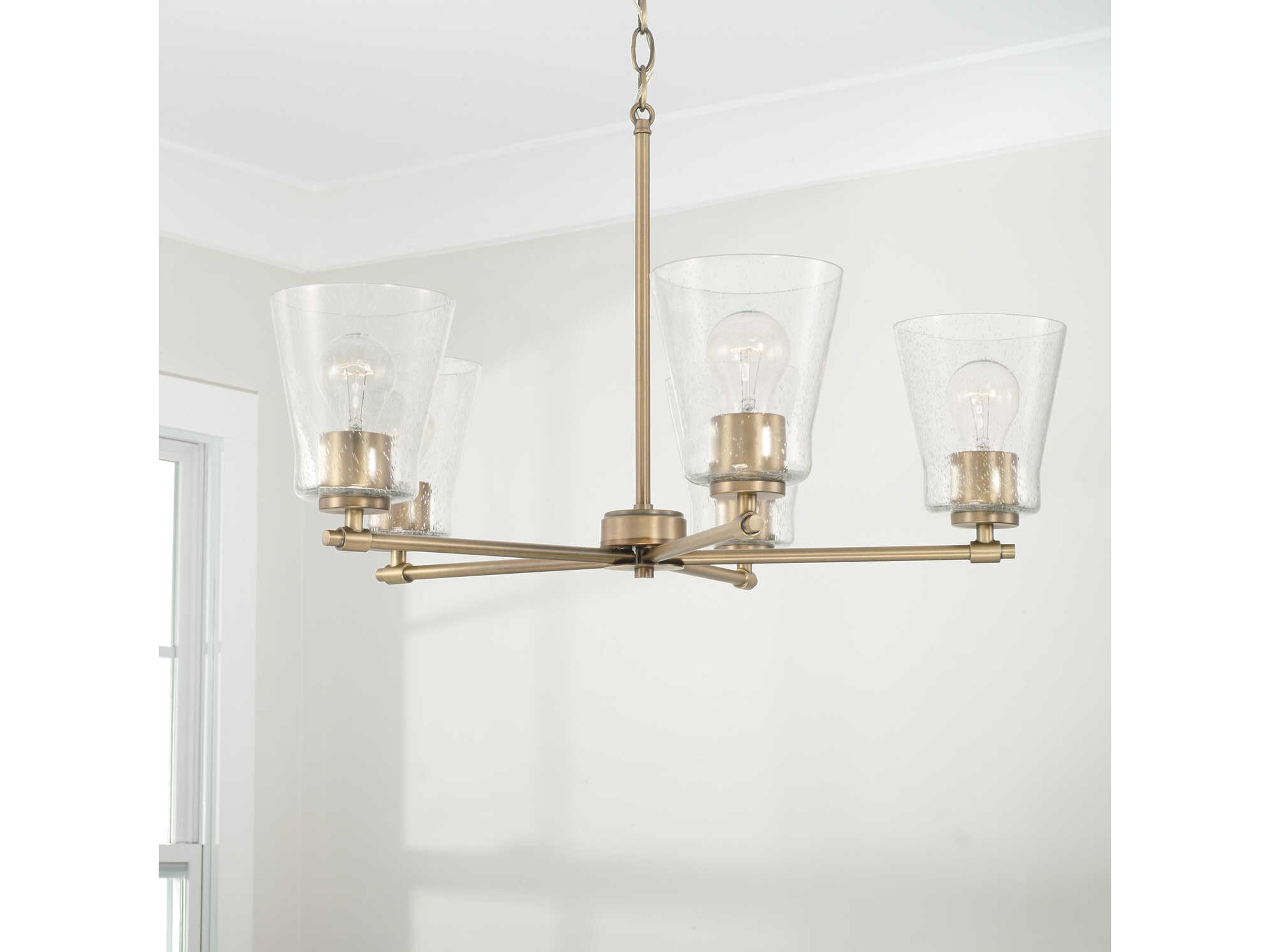 Capital Lighting Baker 5-Light Aged Brass Glass Chandelier