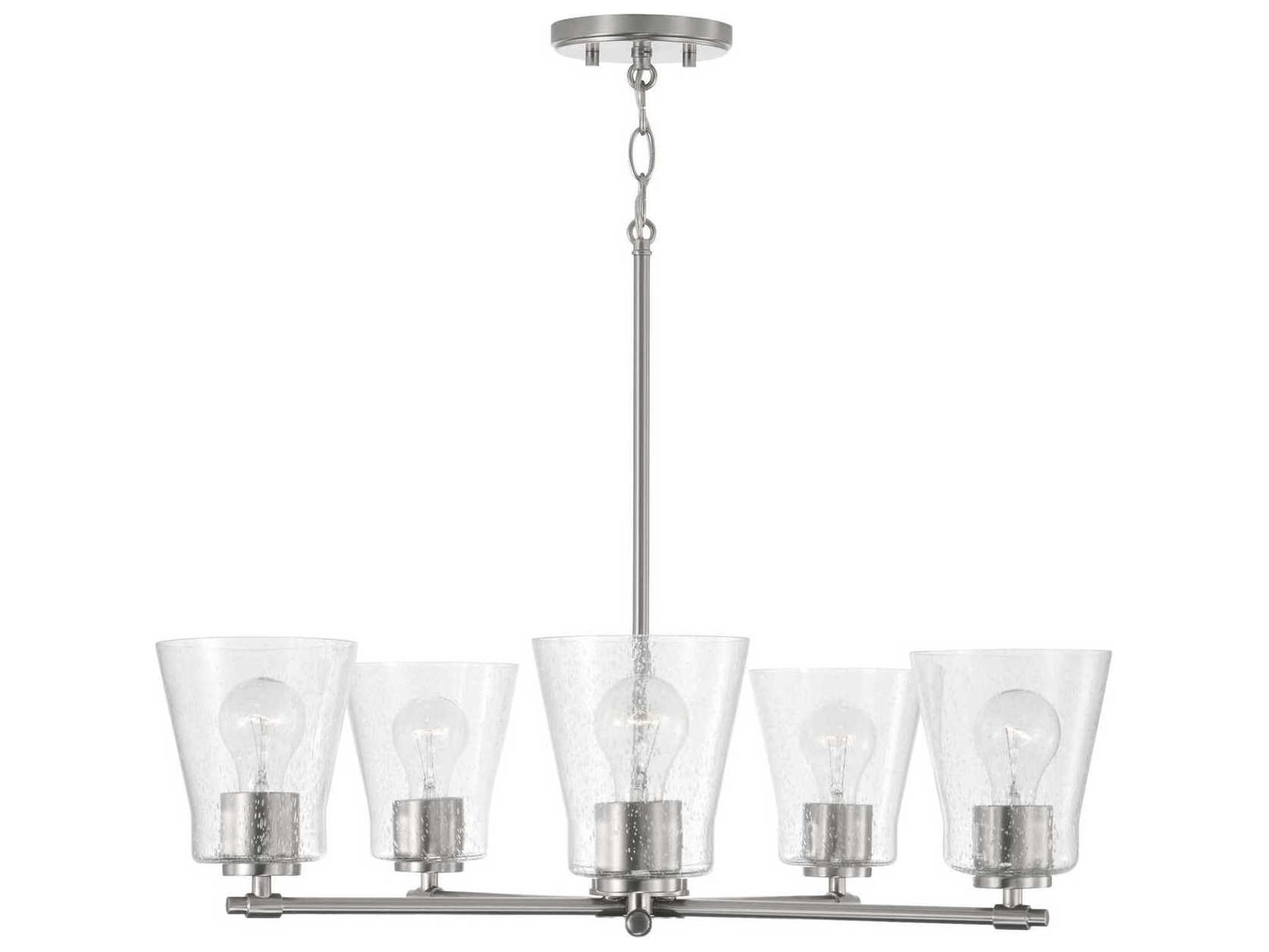Baker 5-Light Brushed Nickel Glass Chandelier