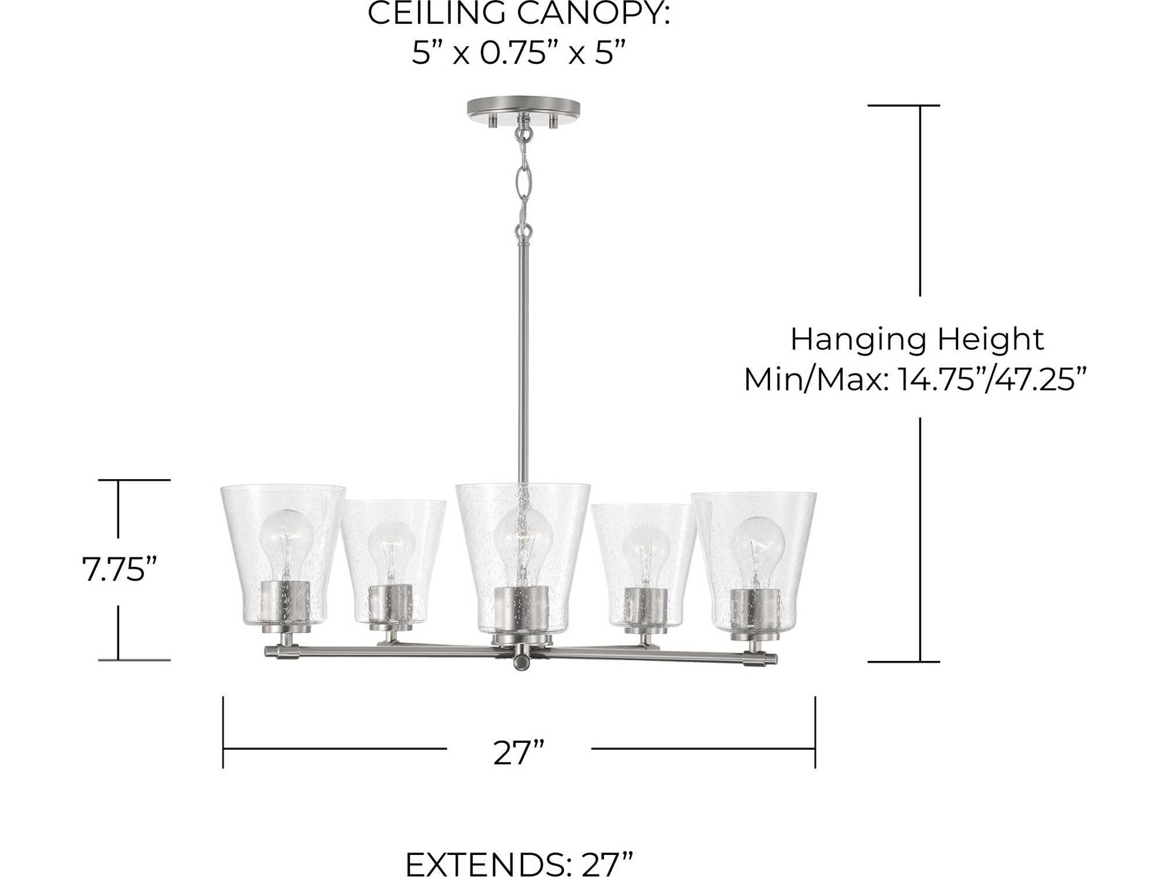 Capital Lighting Baker 5-Light Brushed Nickel Glass Chandelier