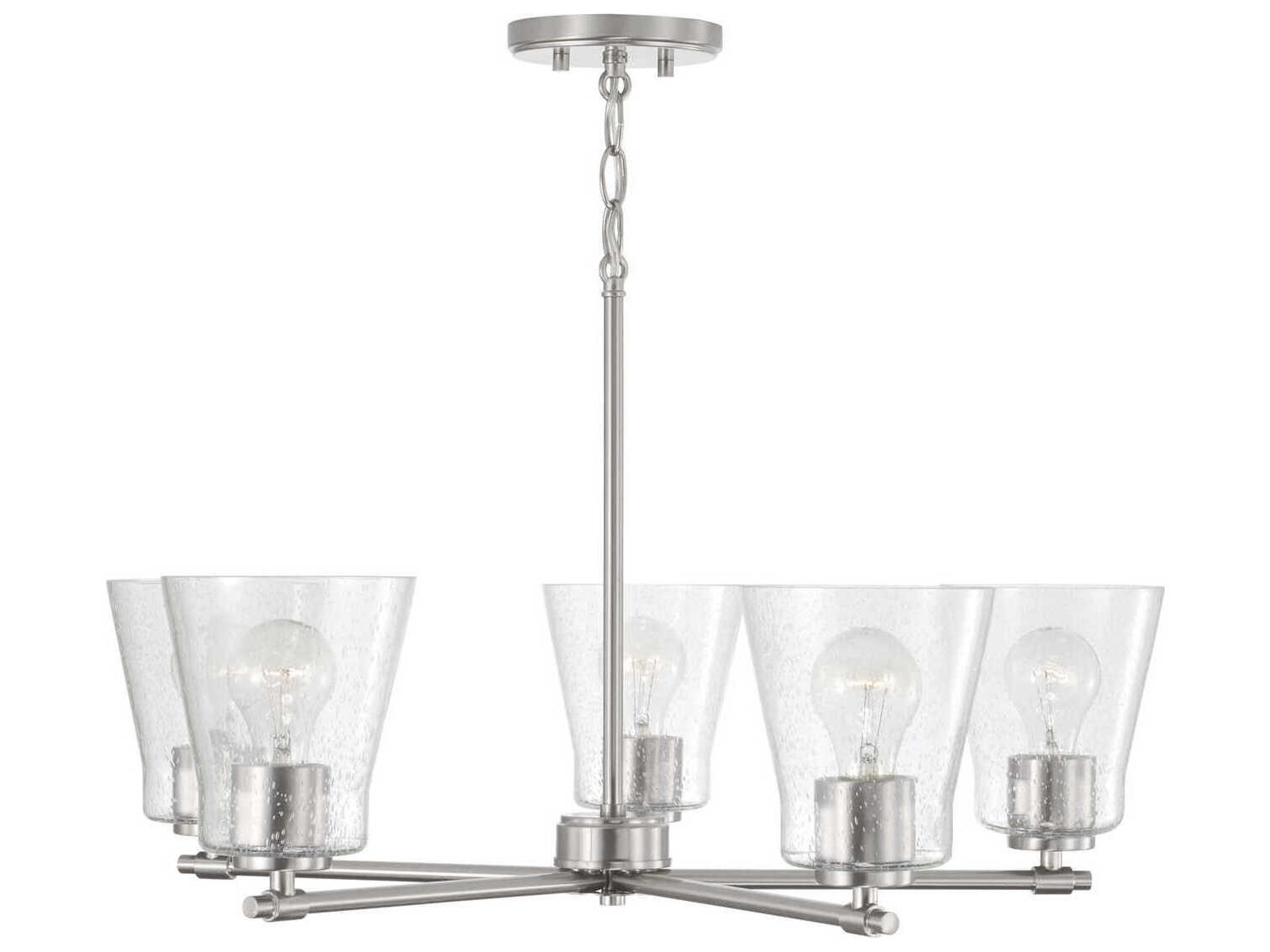 Capital Lighting Baker 5-Light Brushed Nickel Glass Chandelier