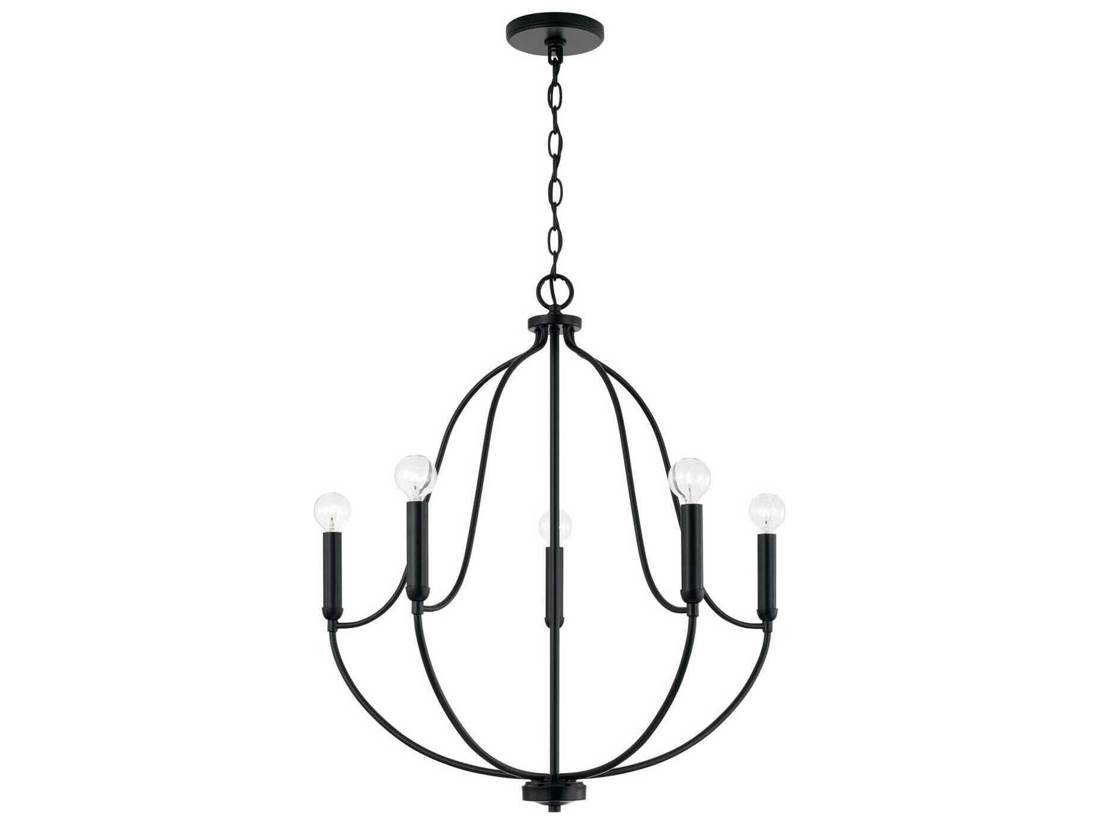 Madison 5-Light Matte Black Candelabra Chandelier