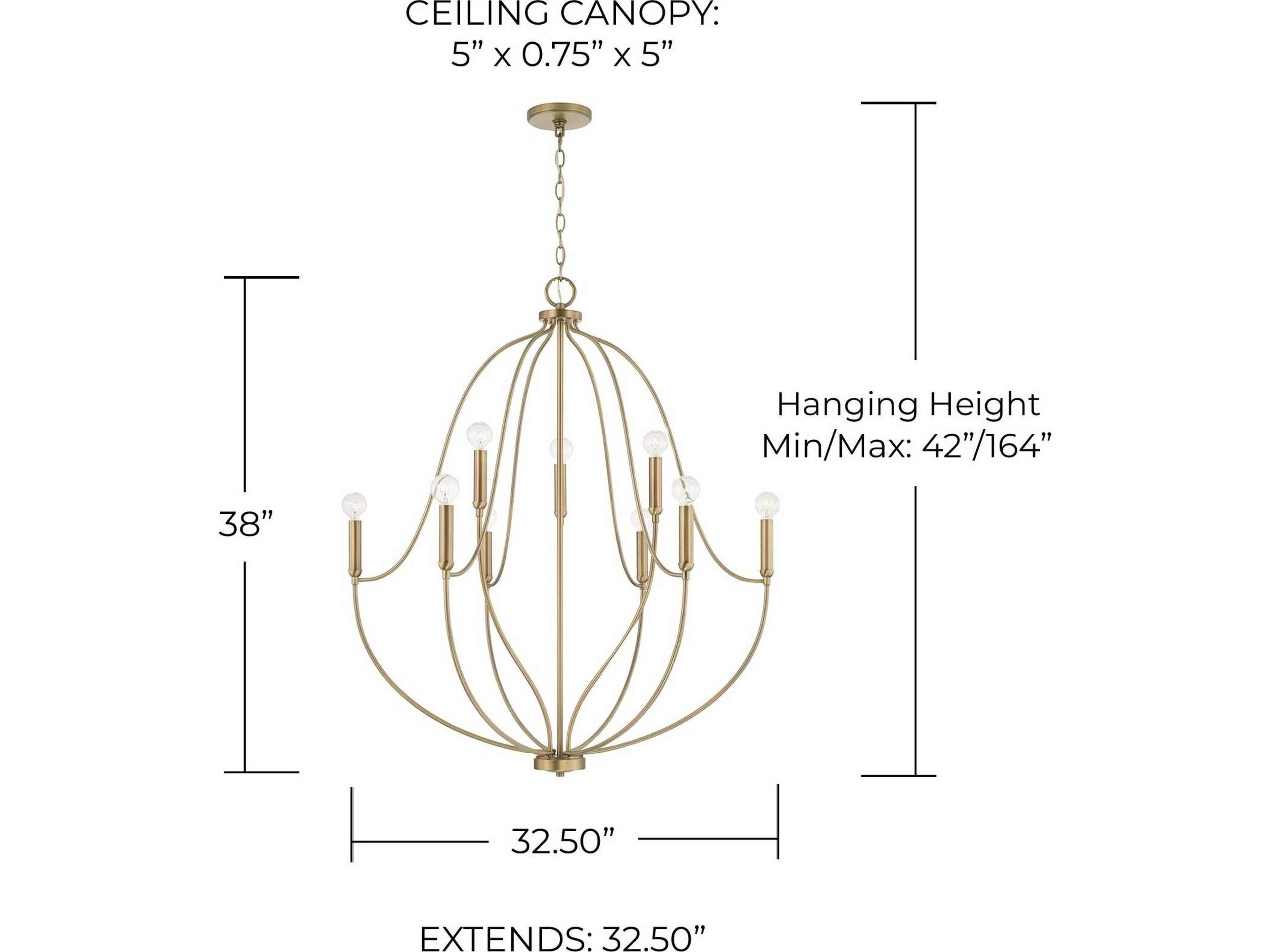 Capital Lighting Madison 9-Light Aged Brass Candelabra Chandelier