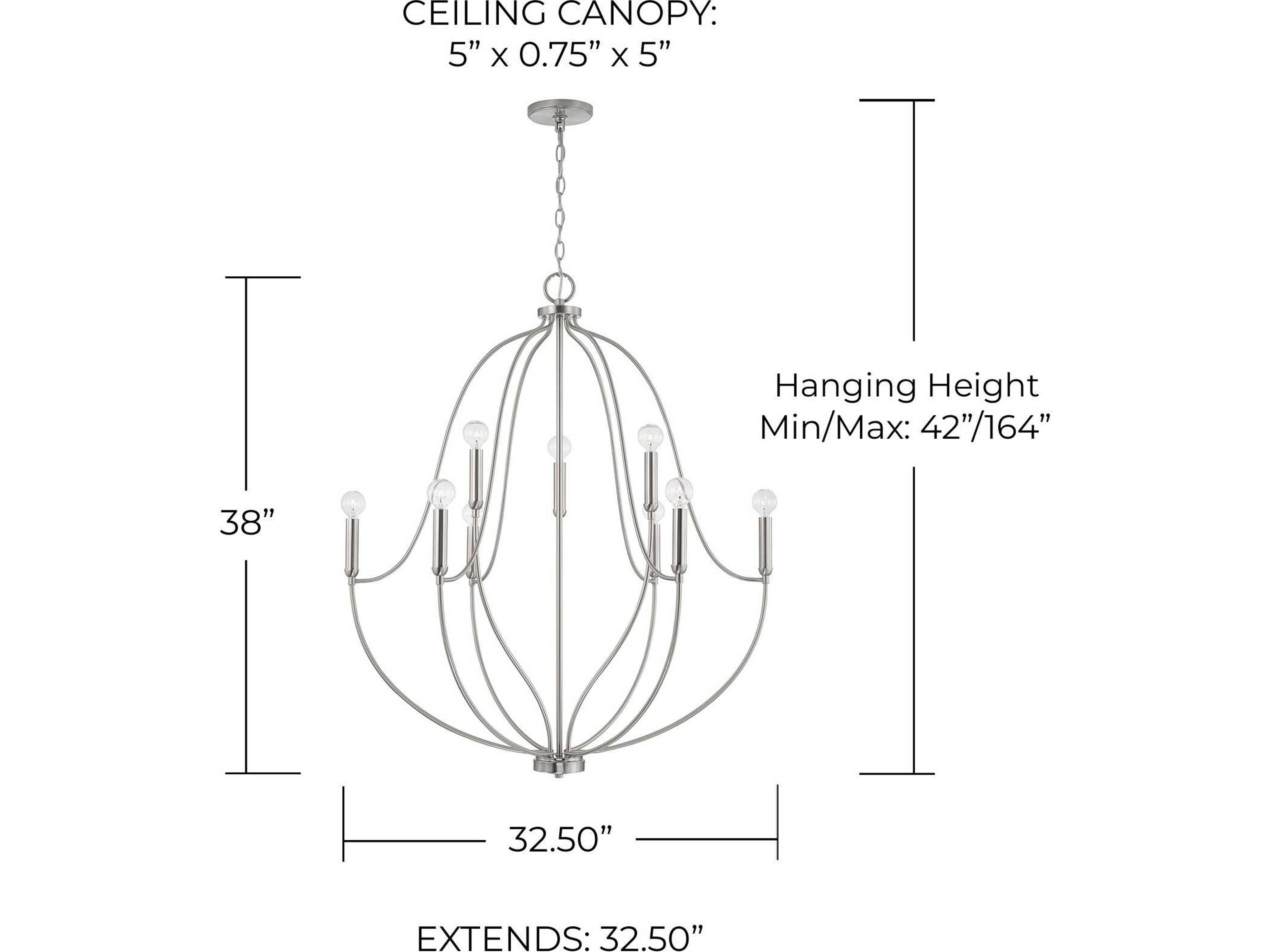 Capital Lighting Madison 9-Light Brushed Nickel Candelabra Chandelier