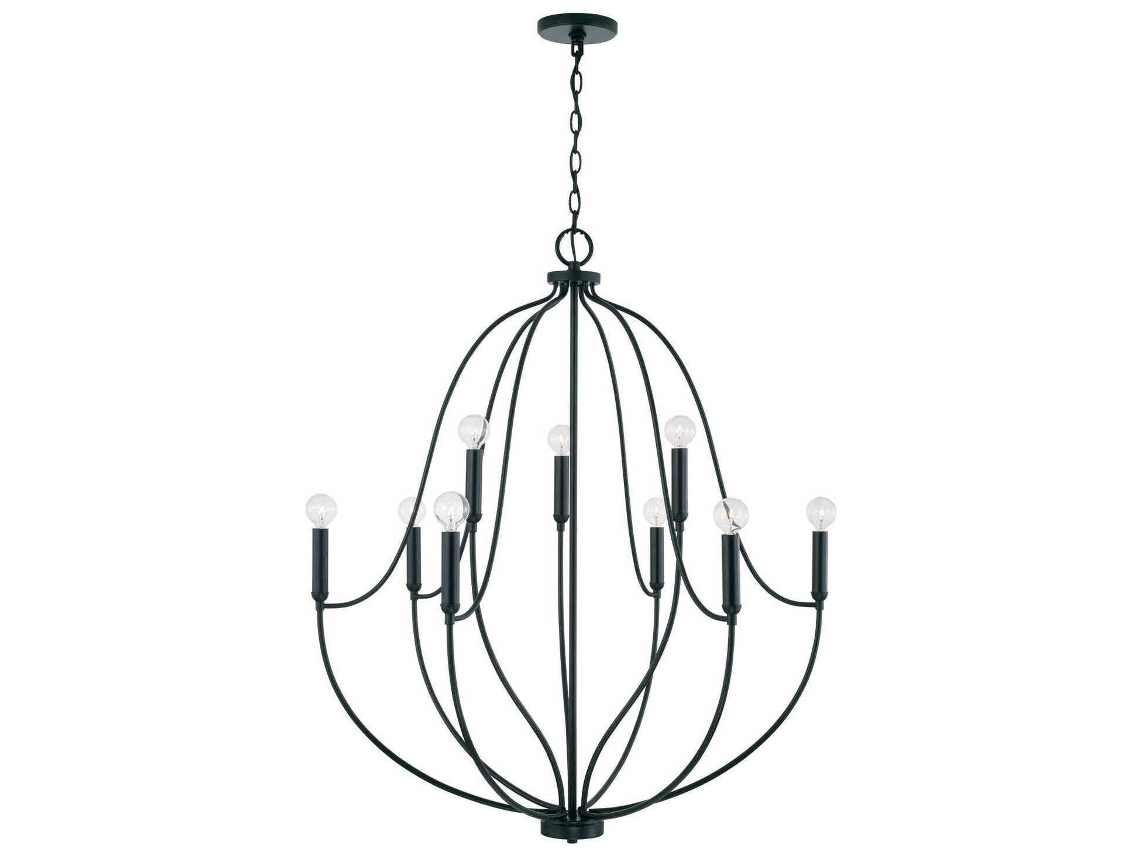 Capital Lighting Madison 9-Light Matte Black Candelabra Chandelier