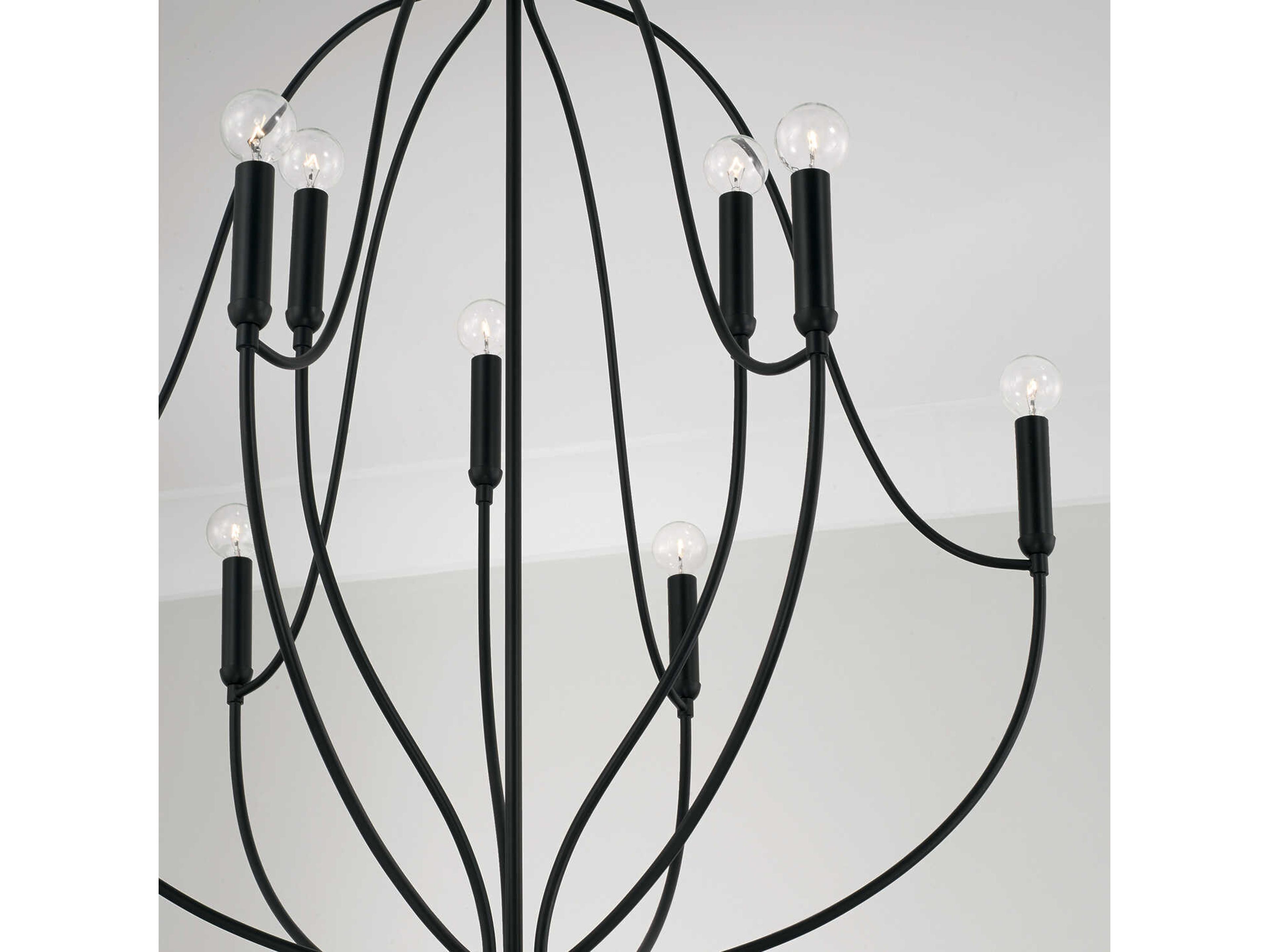 Capital Lighting Madison 9-Light Matte Black Candelabra Chandelier
