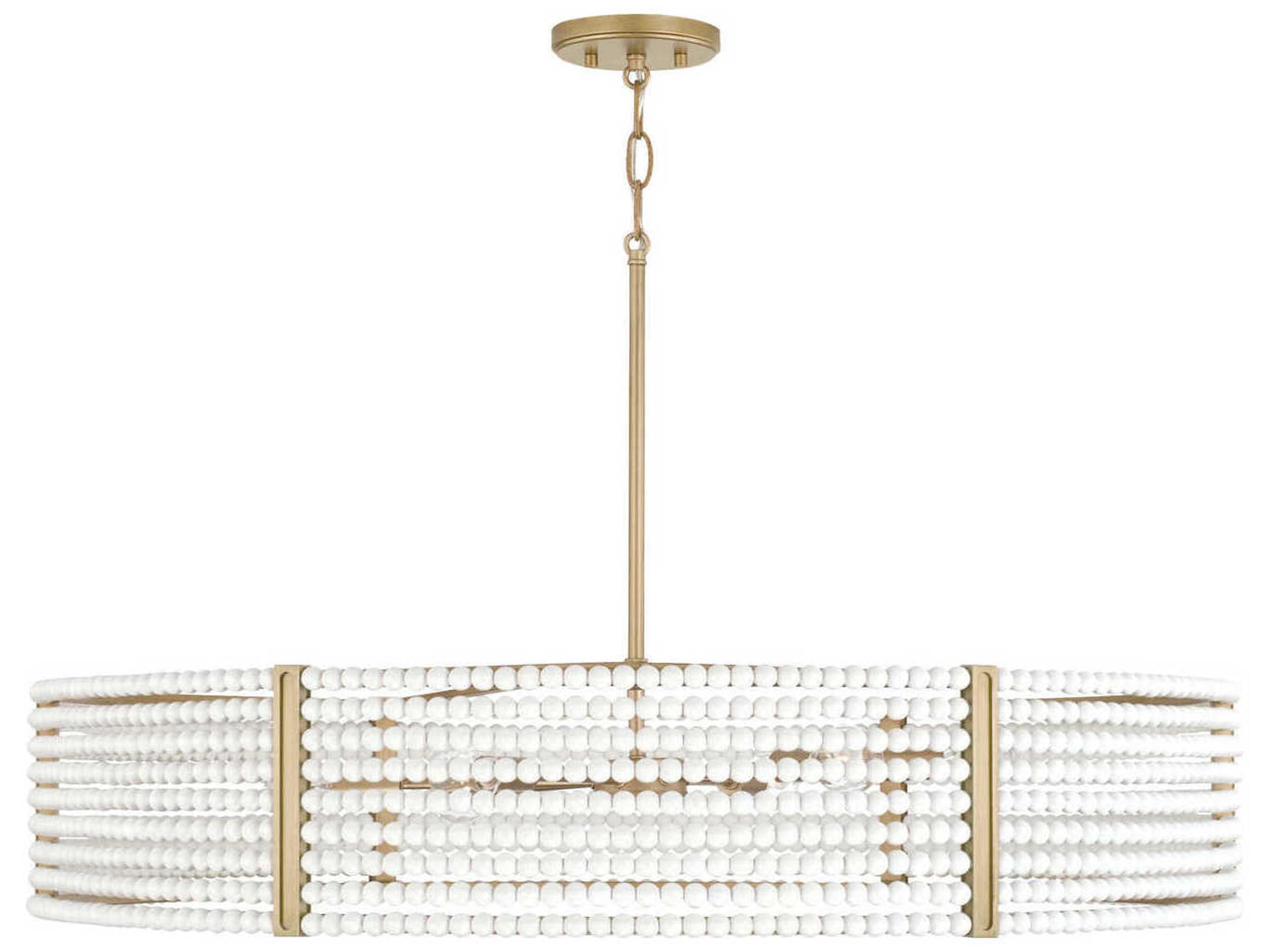Brynn 6-Light Aged Brass Painted White Round Chandelier