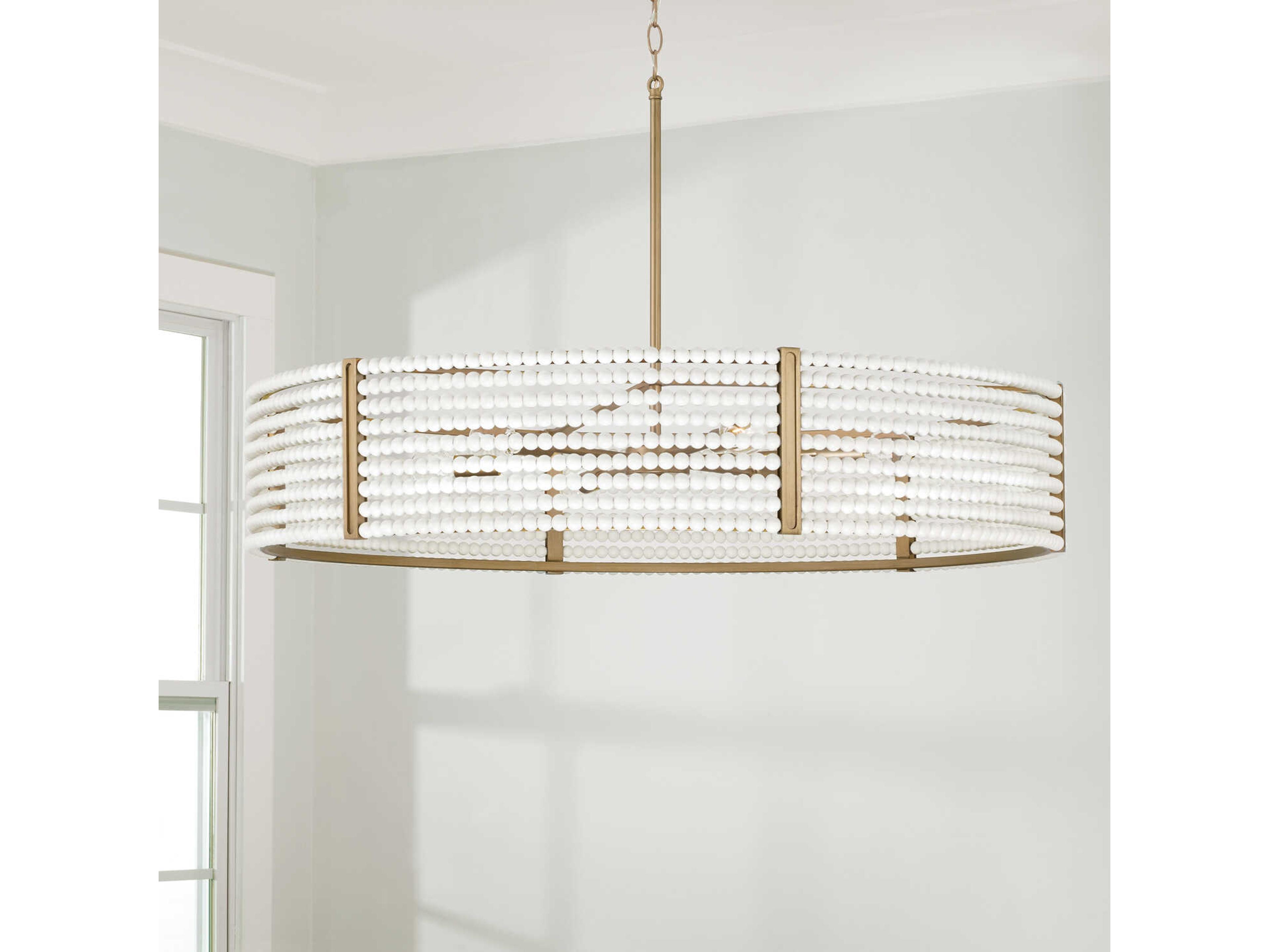 Capital Lighting Brynn 6-Light Aged Brass Painted White Round Chandelier