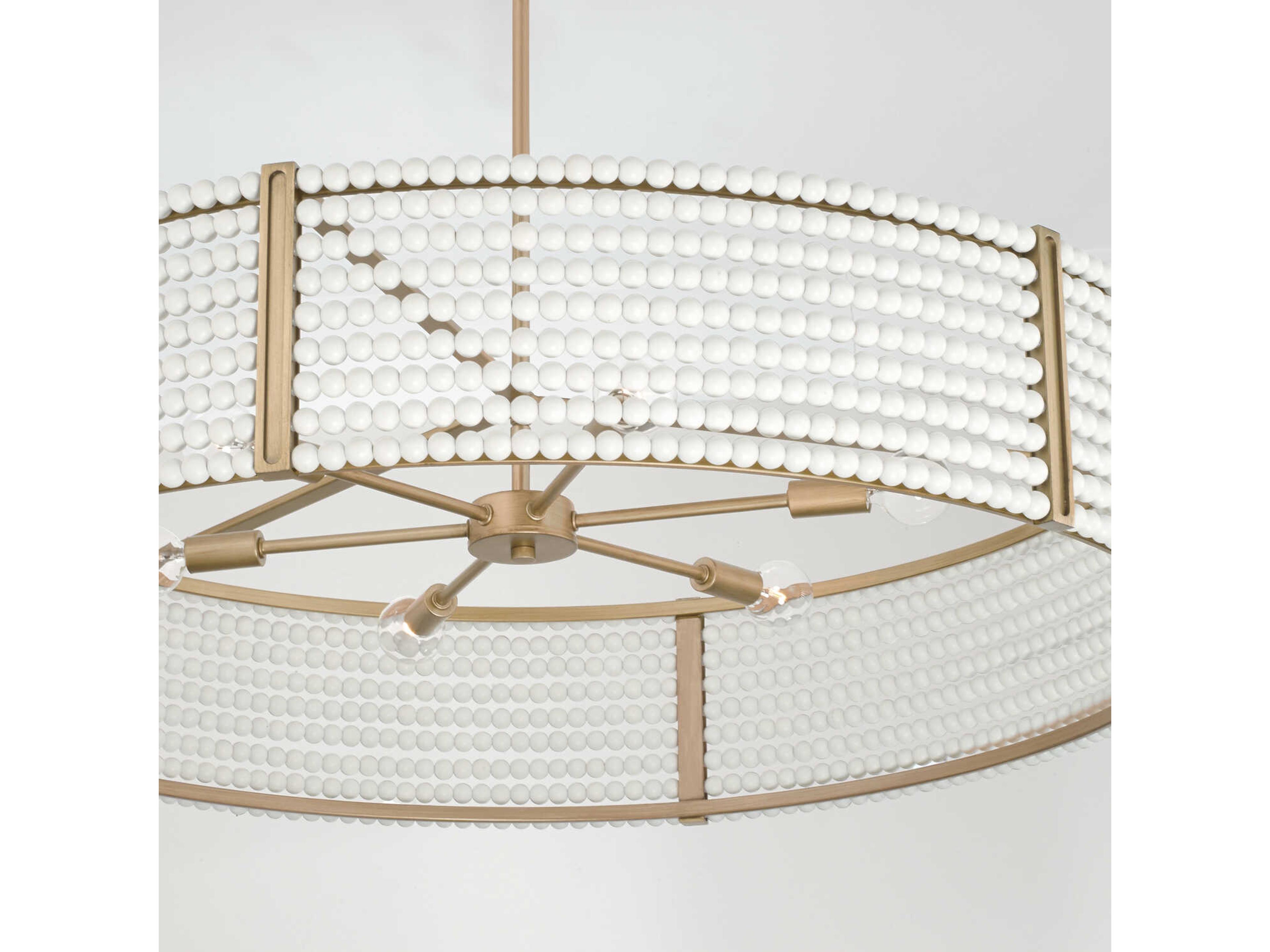 Capital Lighting Brynn 6-Light Aged Brass Painted White Round Chandelier