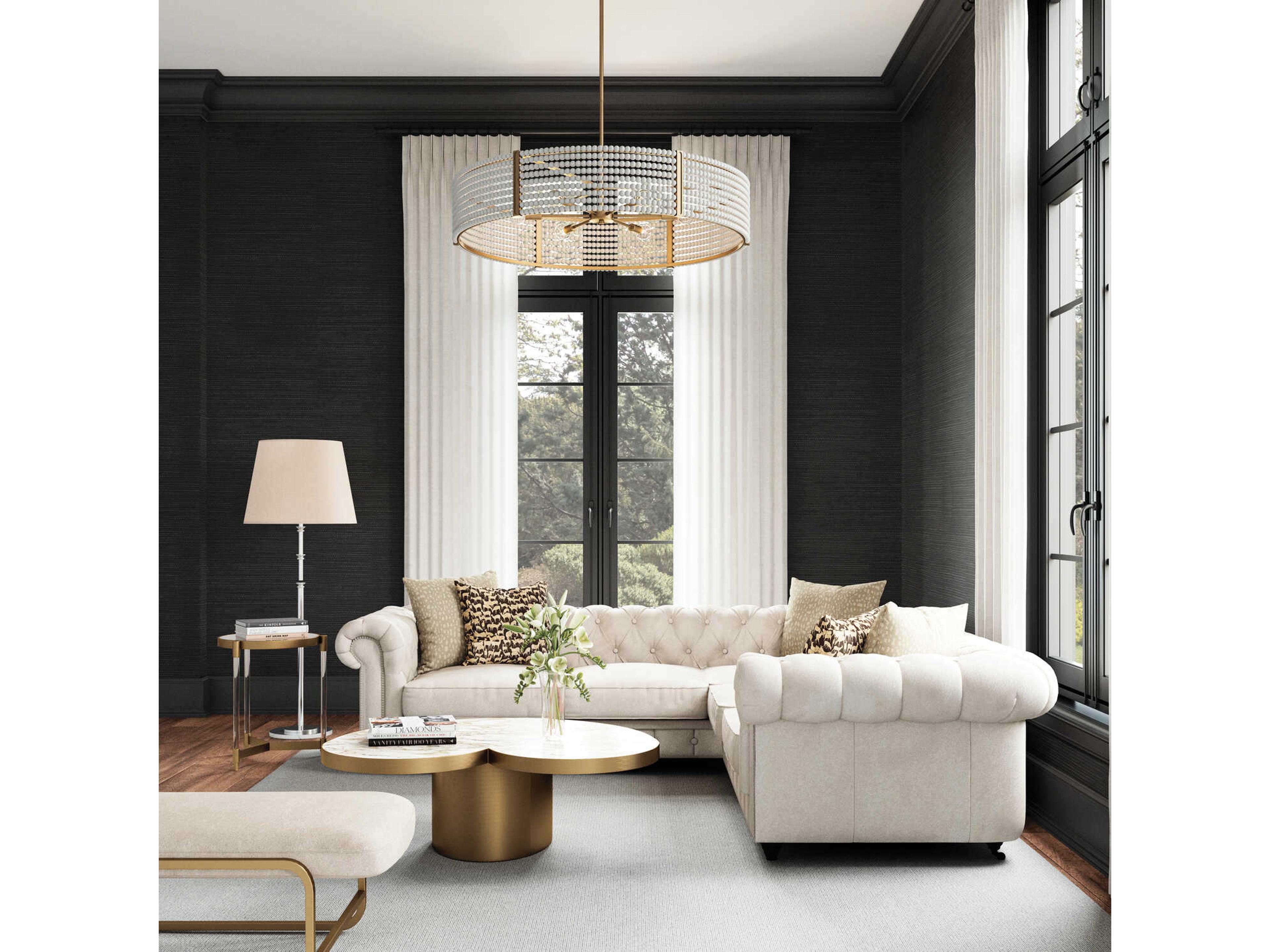 Capital Lighting Brynn 6-Light Aged Brass Painted White Round Chandelier