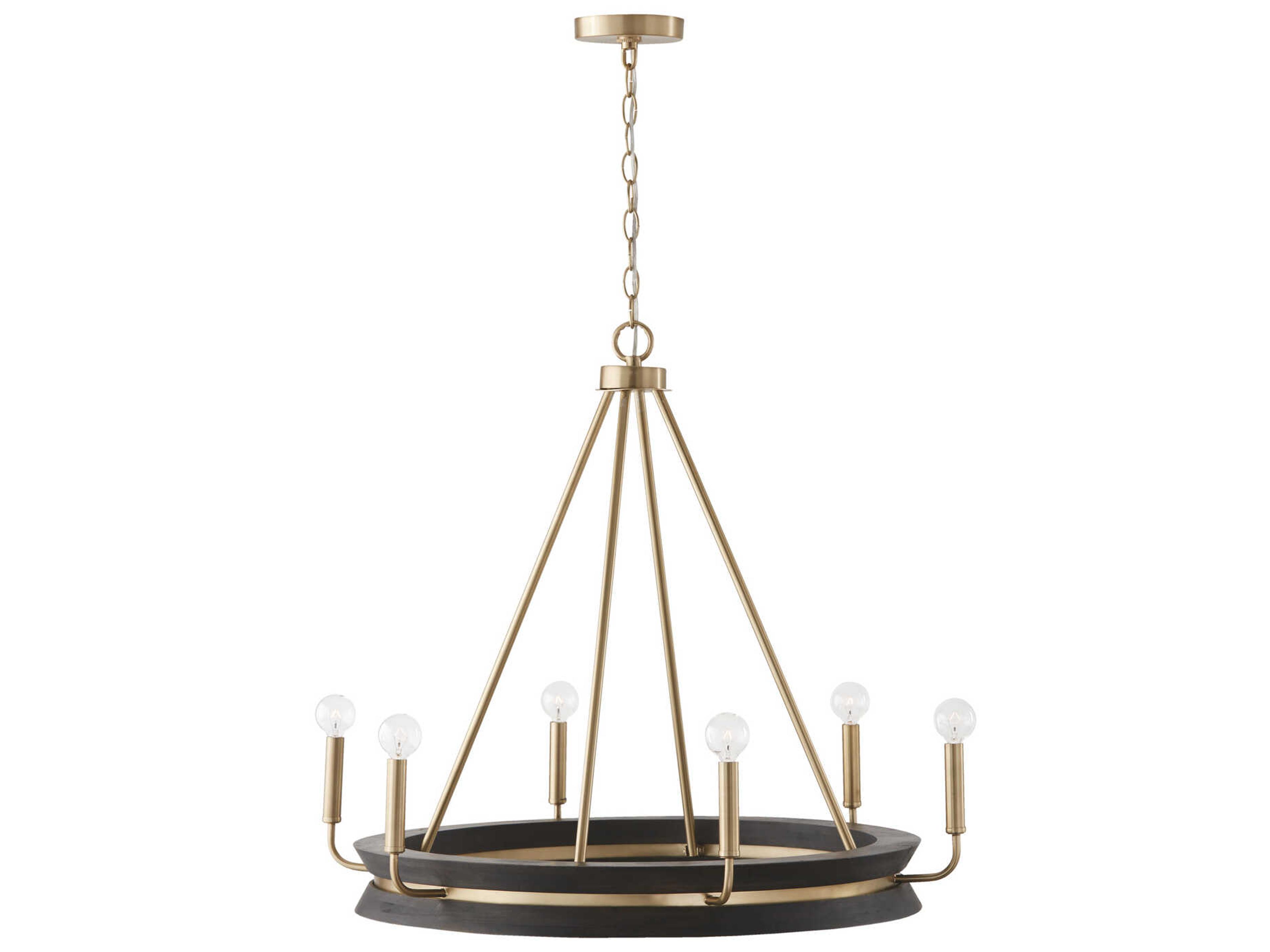 Capital Lighting Finn 6-Light Black Stain Matte Brass Candelabra Chandelier