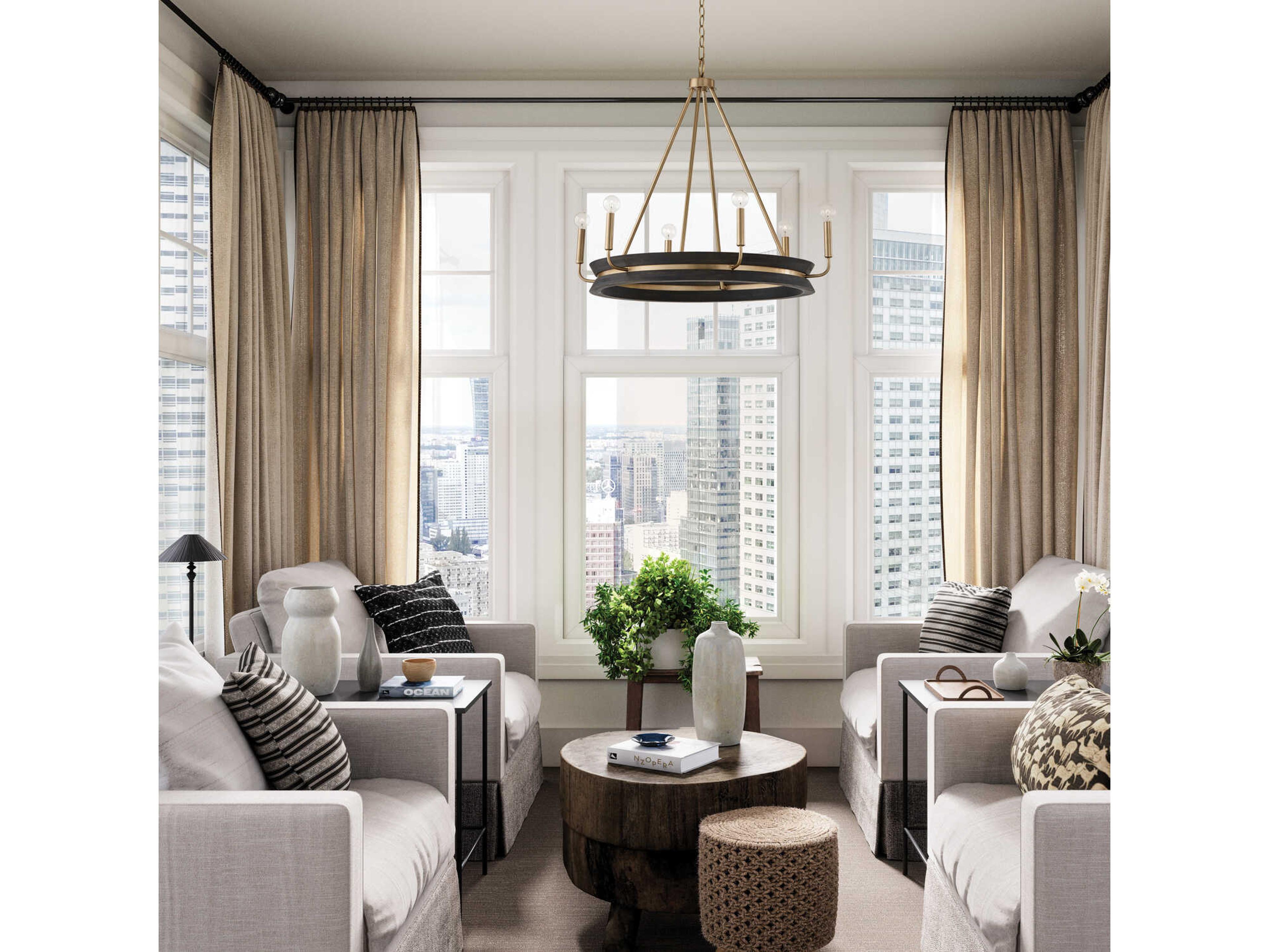 Capital Lighting Finn 6-Light Black Stain Matte Brass Candelabra Chandelier