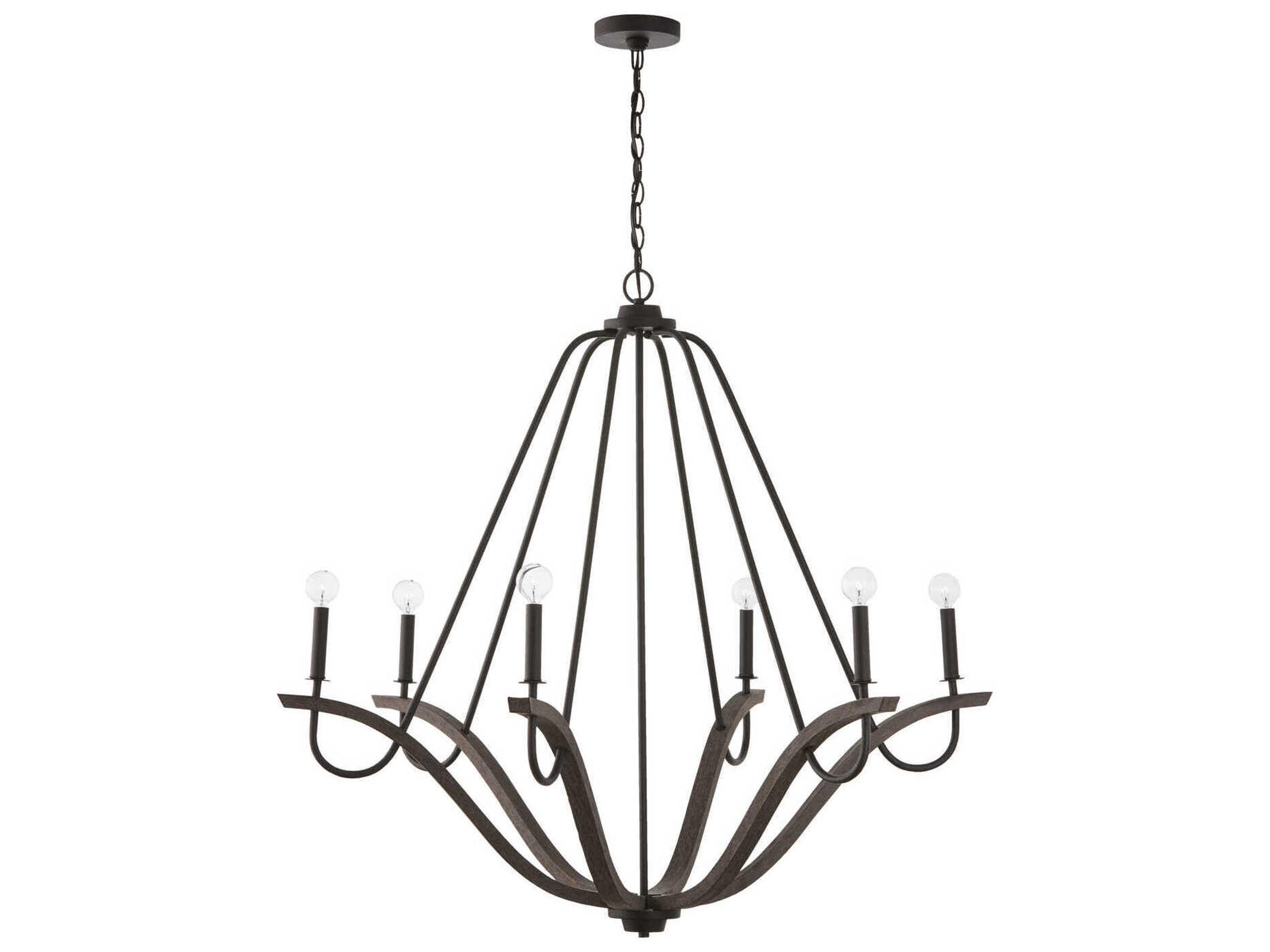 Clive 6-Light Carbon Grey Black Iron Candelabra Chandelier