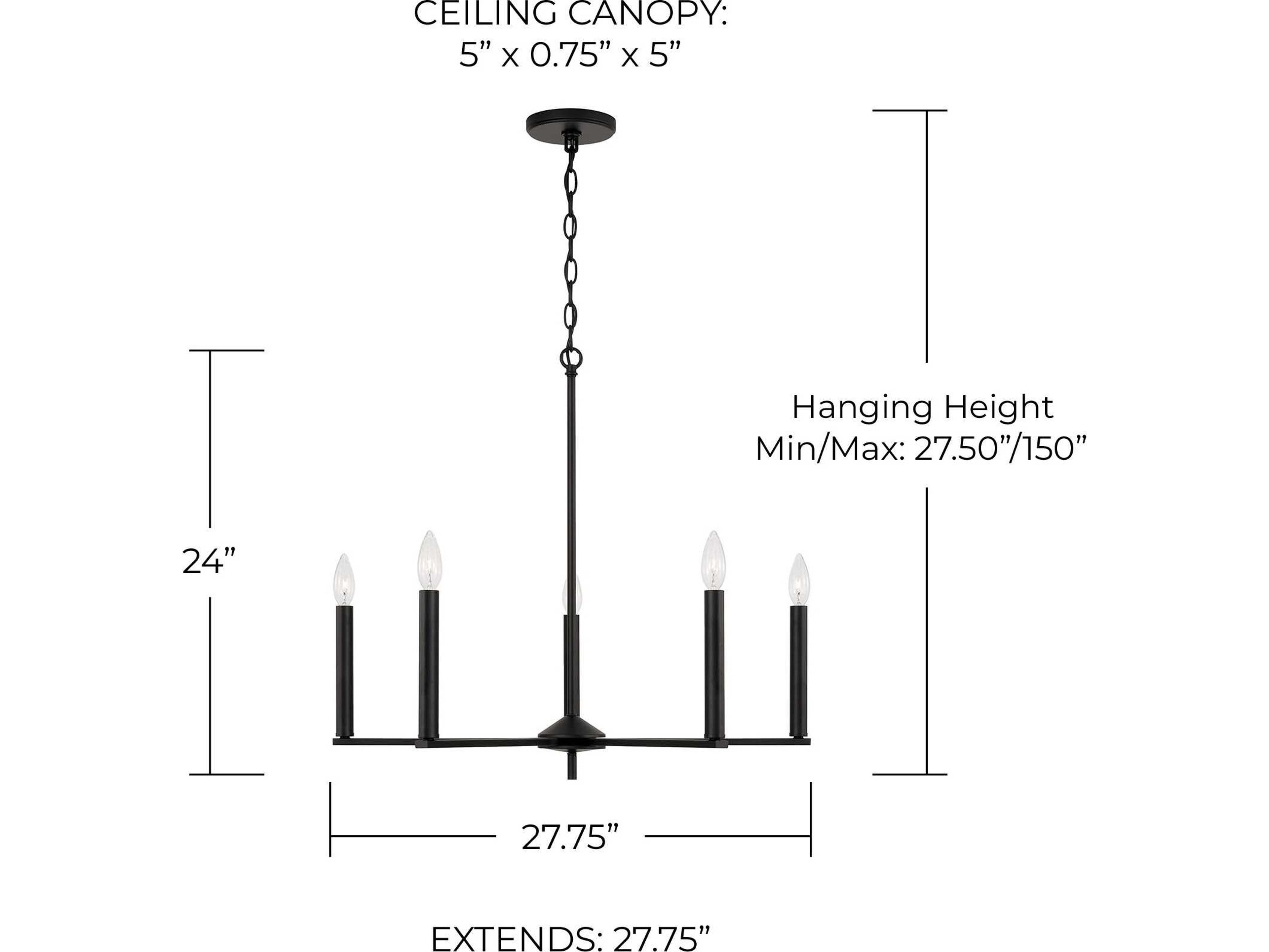 Capital Lighting Portman 5-Light Matte Black Candelabra Chandelier