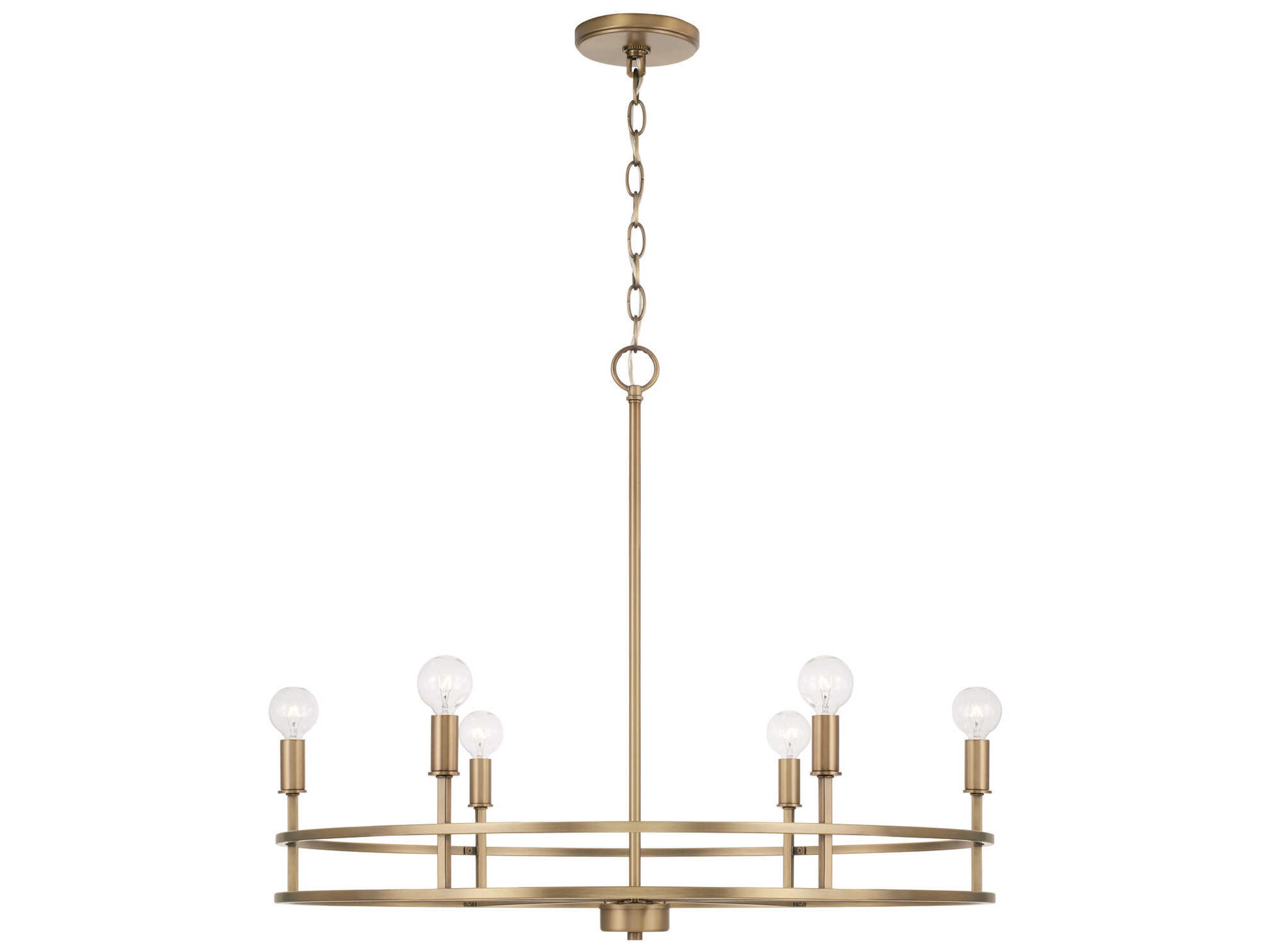 Fuller 6-Light Aged Brass Candelabra Chandelier