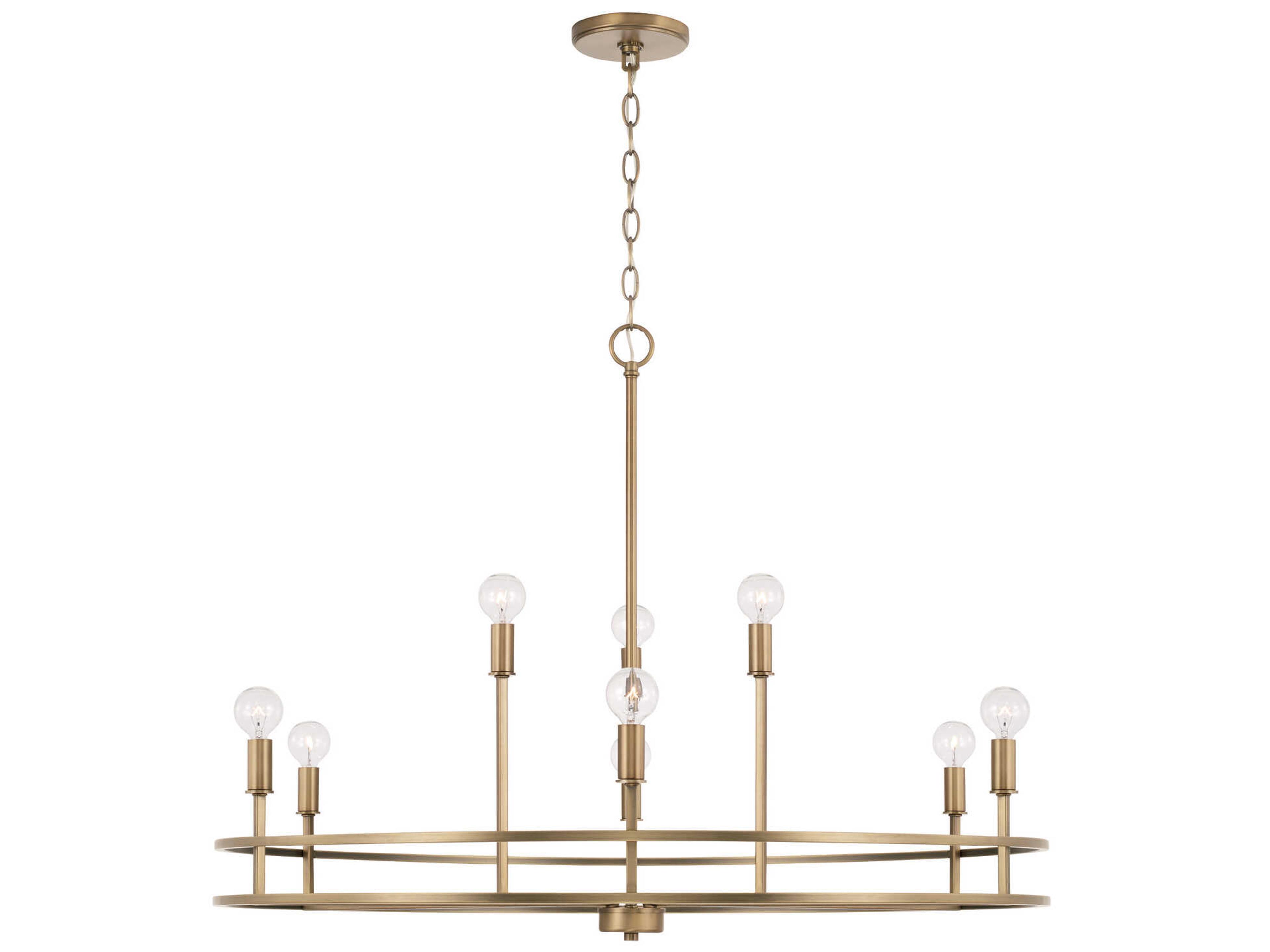 Fuller 9-Light Aged Brass Candelabra Chandelier
