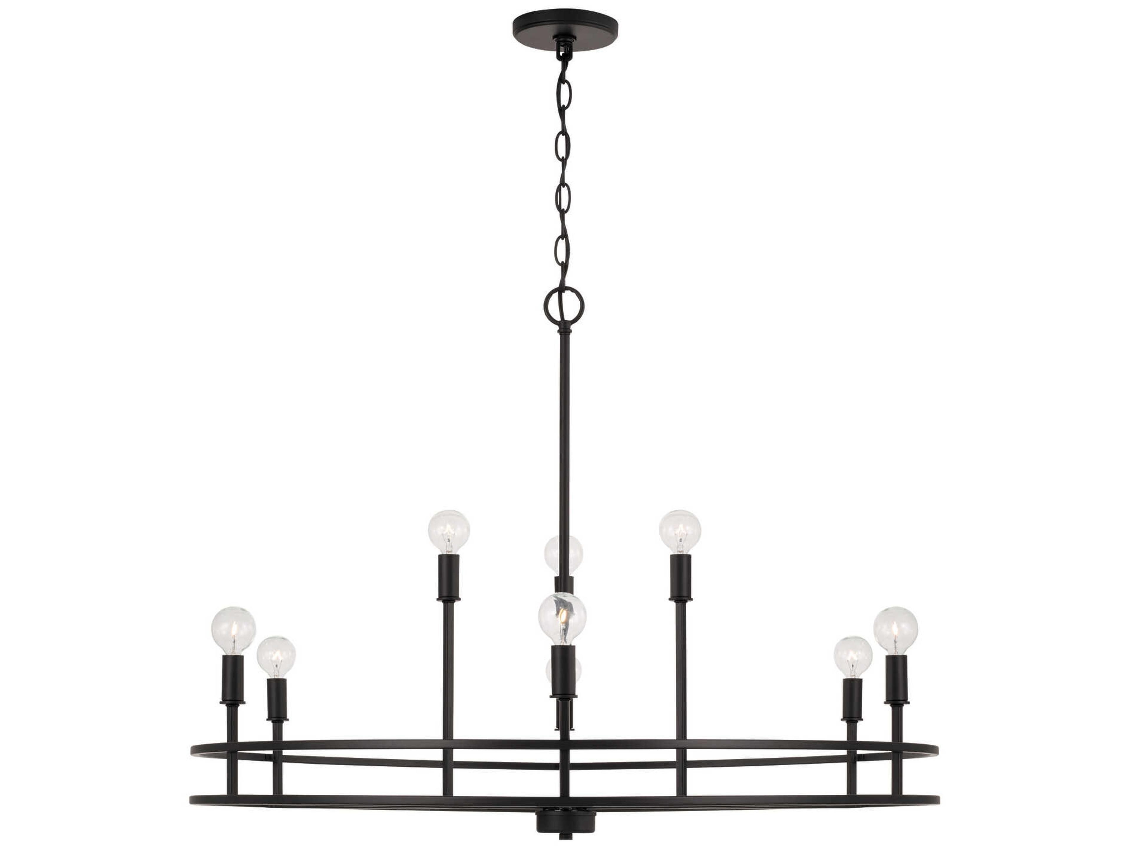 Fuller 9-Light Matte Black Candelabra Round Chandelier