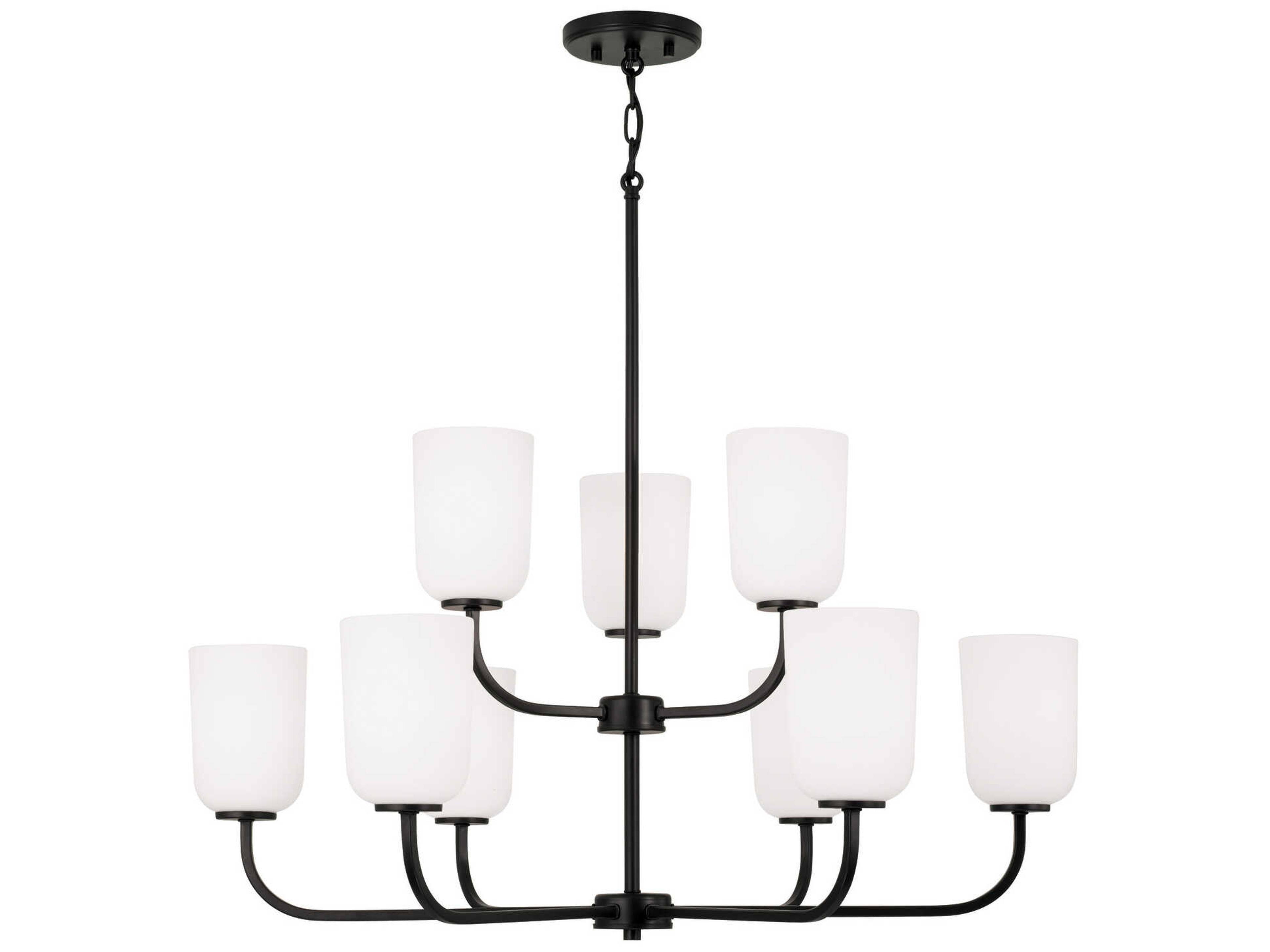 Lawson 9-Light Matte Black Glass Tiered Chandelier
