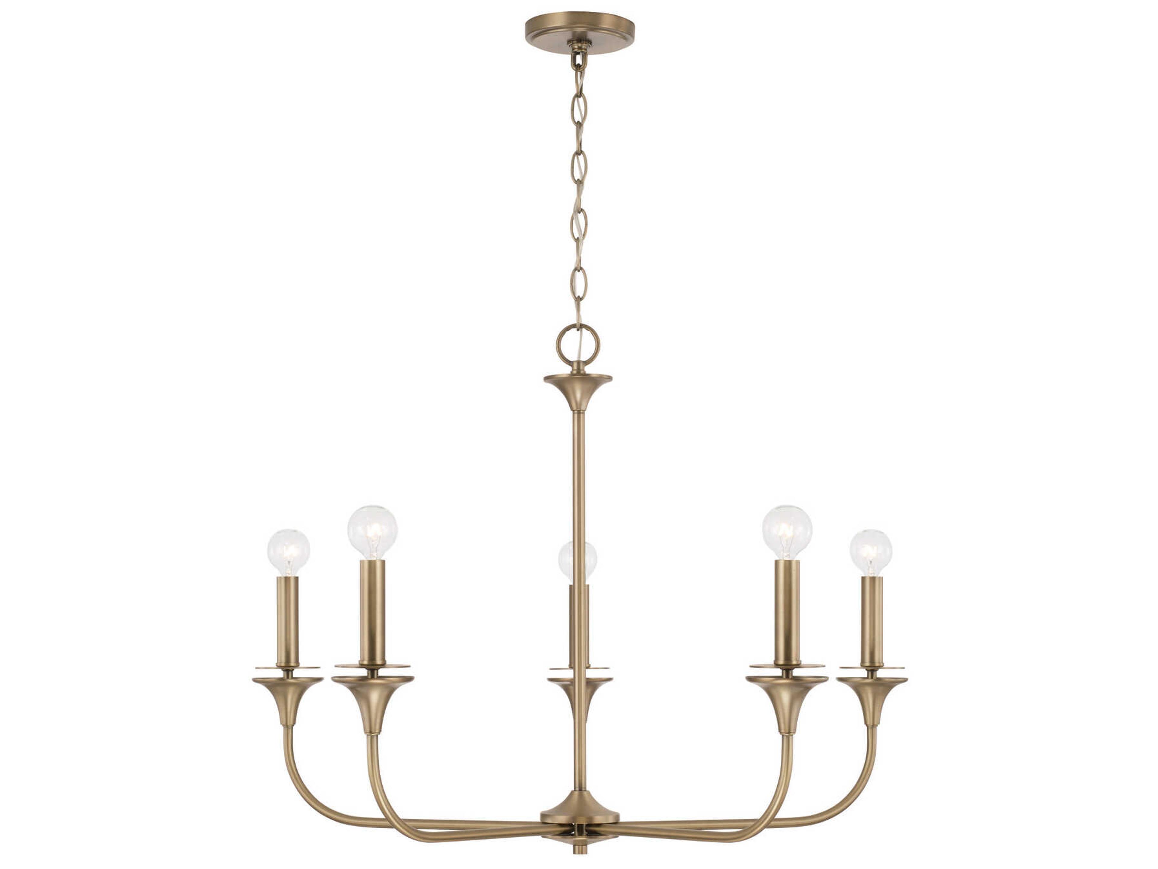 Presley 5-Light Aged Brass Candelabra Chandelier