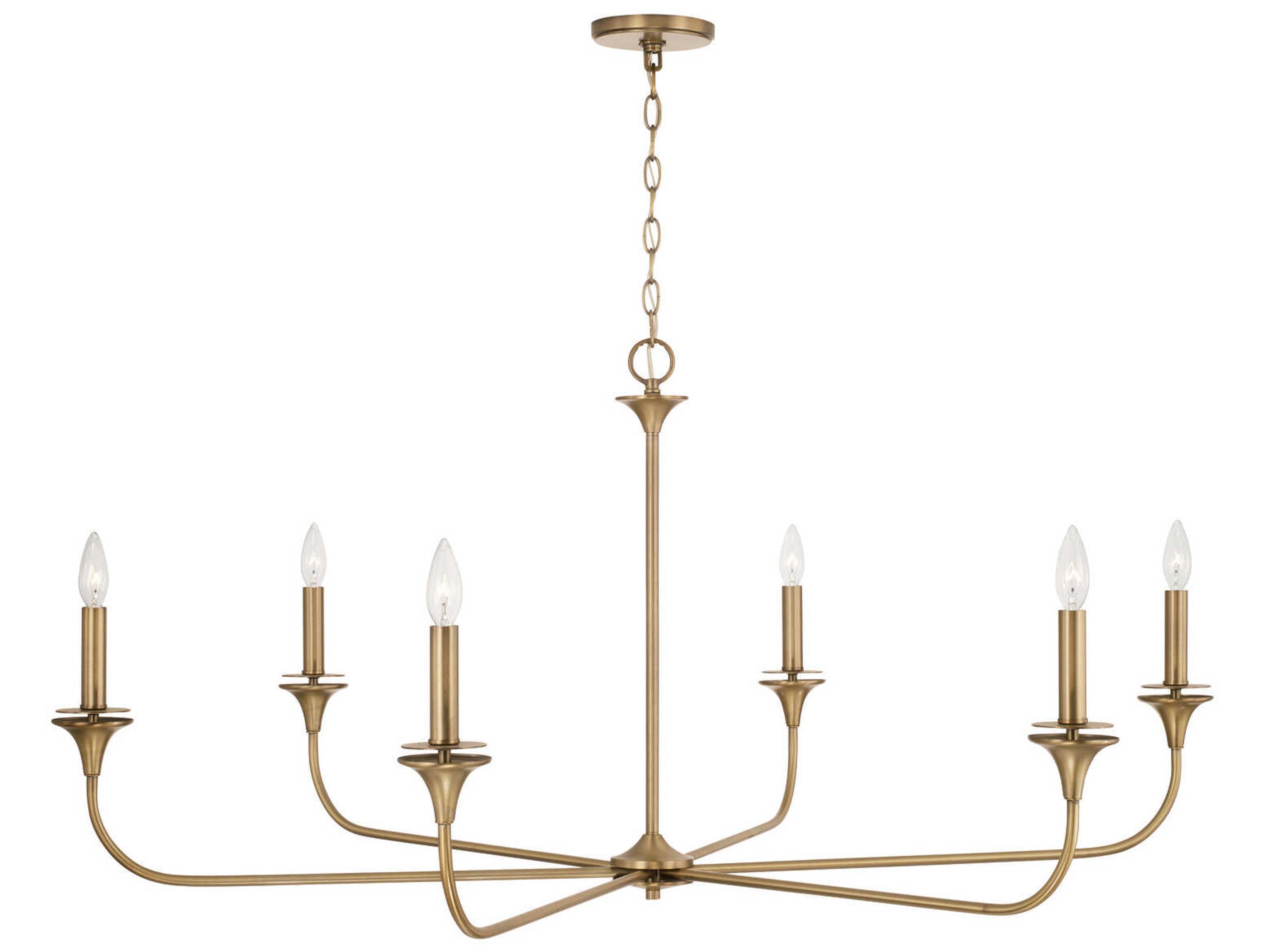 Capital Lighting Presley 6-Light Aged Brass Candelabra Chandelier