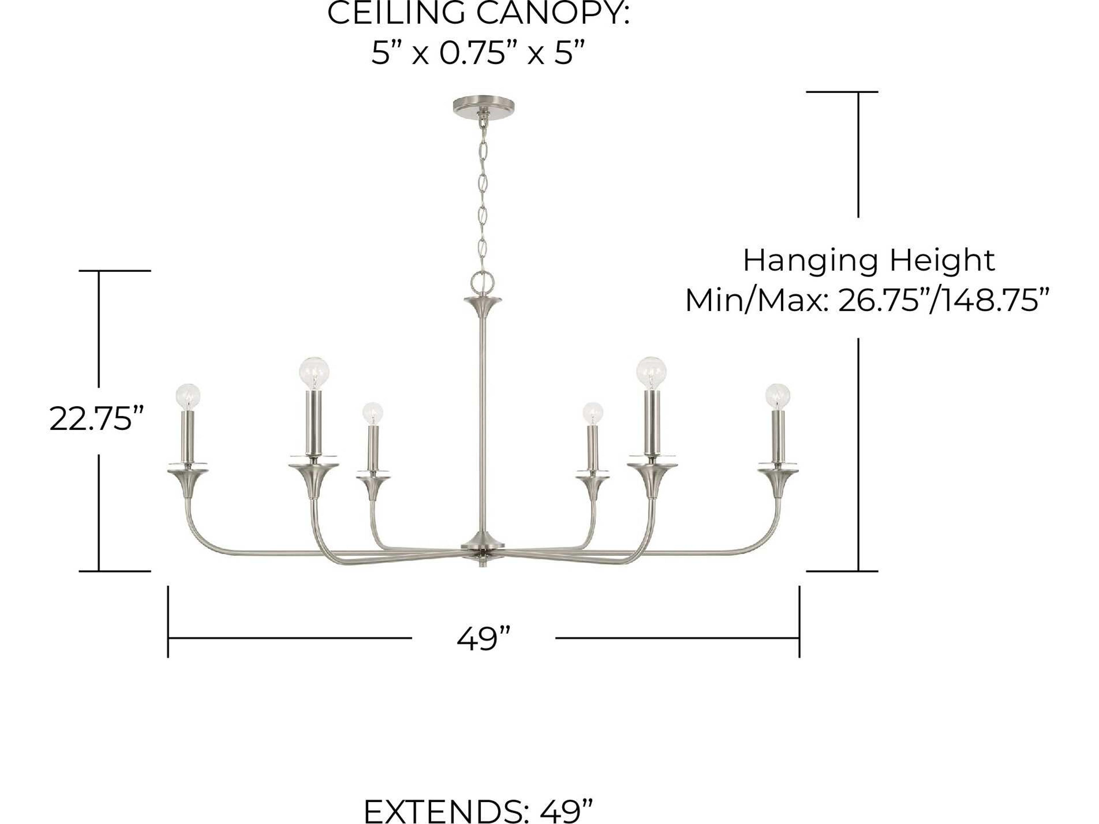 Capital Lighting Presley 6-Light Brushed Nickel Candelabra Chandelier