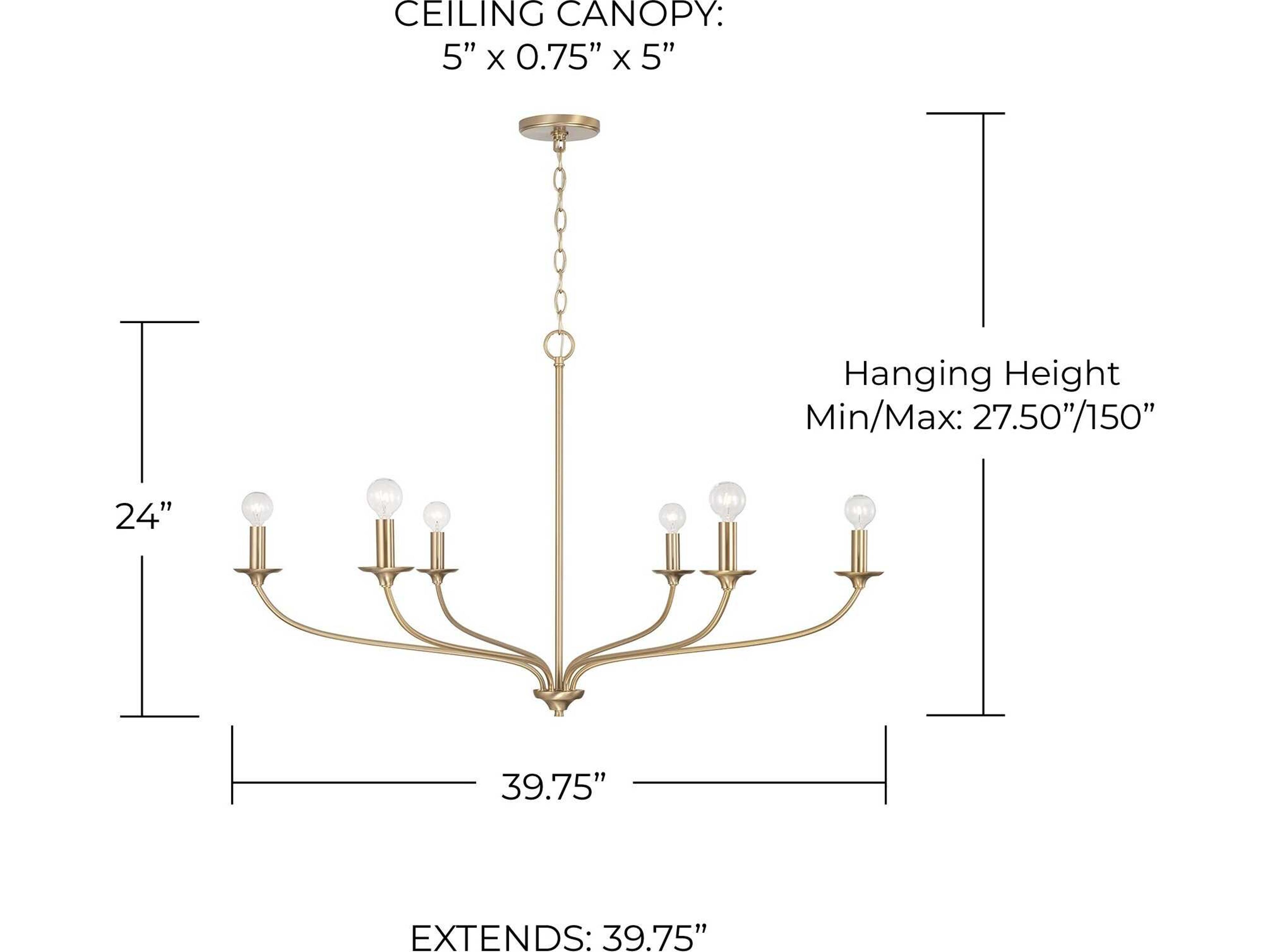 Capital Lighting Dolan 6-Light Matte Brass Candelabra Chandelier
