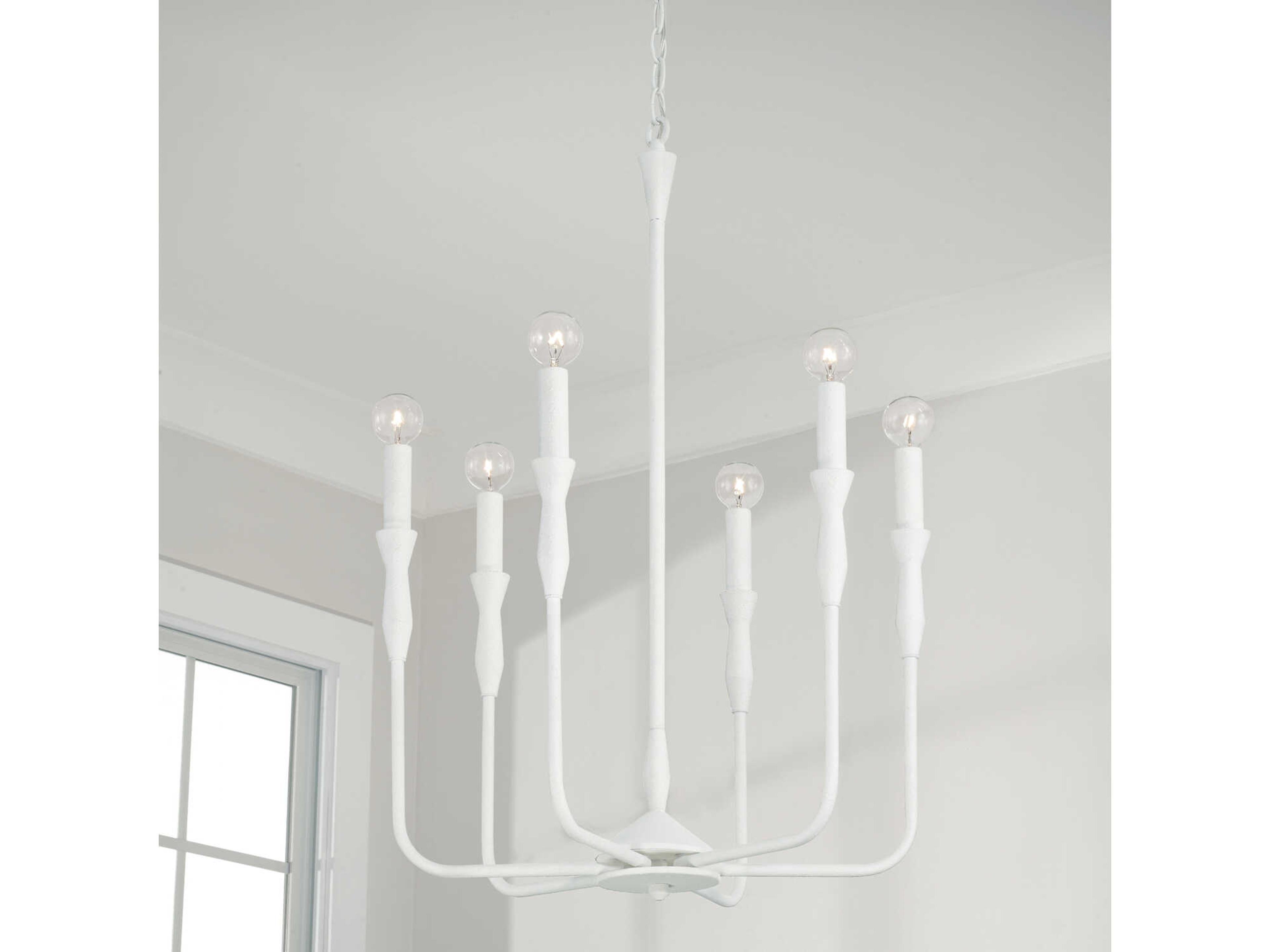 Capital Lighting Paloma 6-Light Textured White Candelabra Chandelier