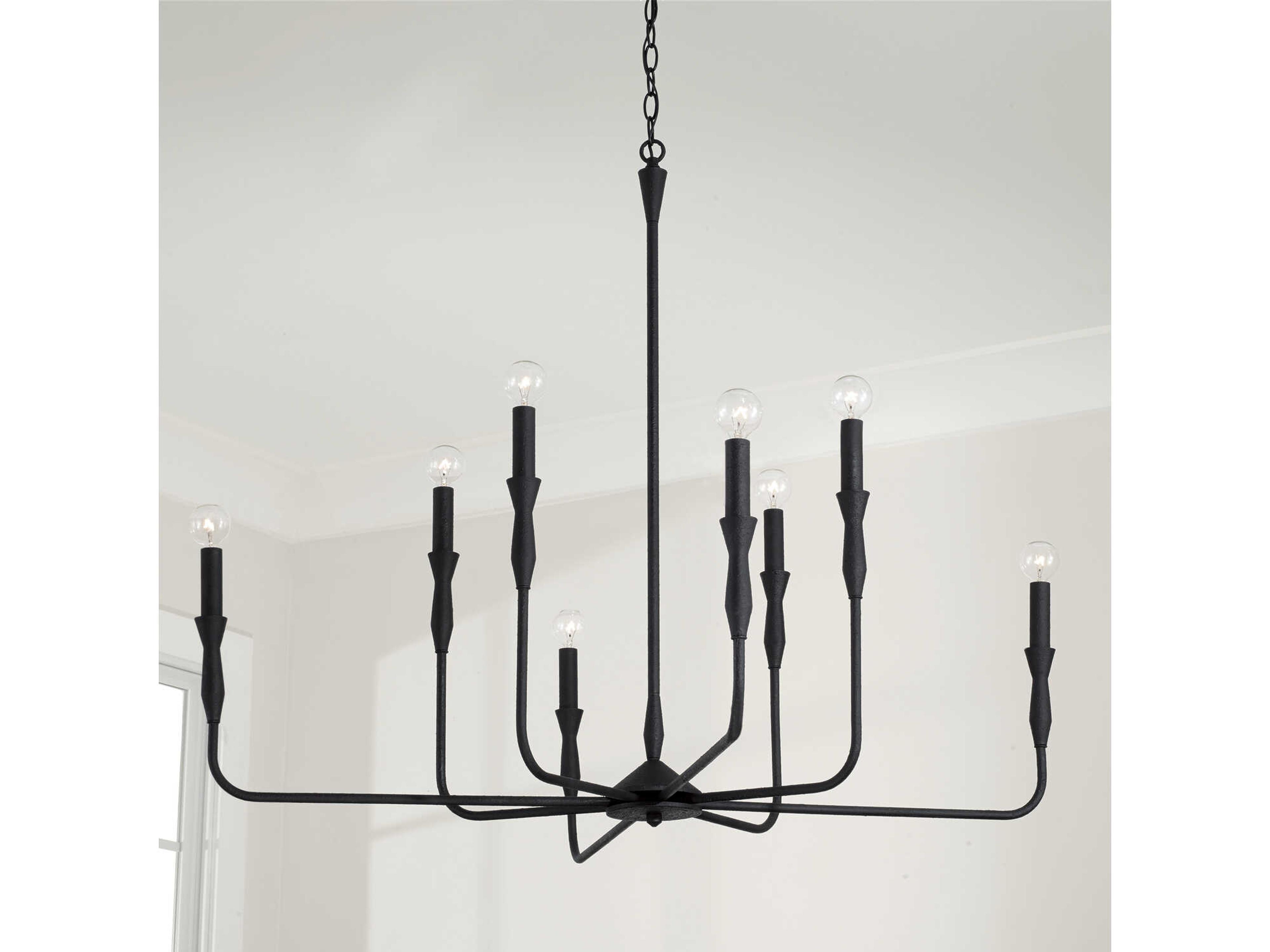 Capital Lighting Paloma 8-Light Textured Black Candelabra Chandelier