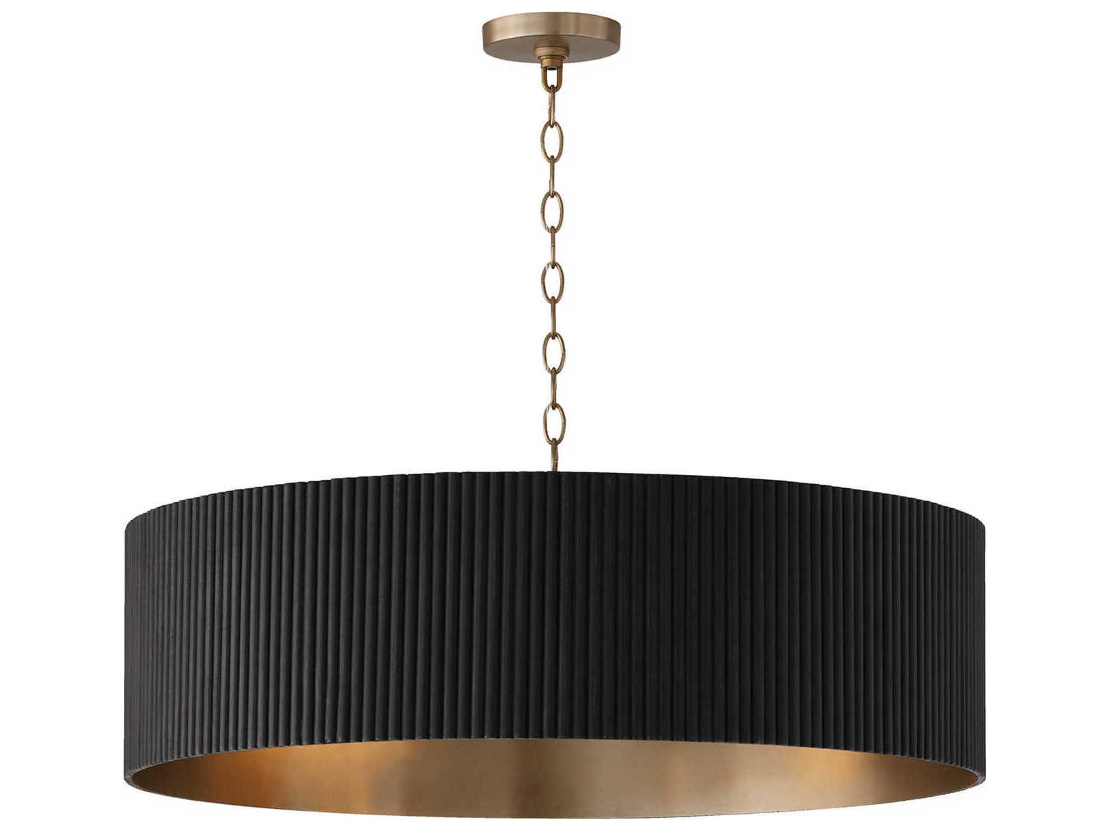 Capital Lighting Donovan 4-Light Black Stain And Matte Brass Drum Pendant