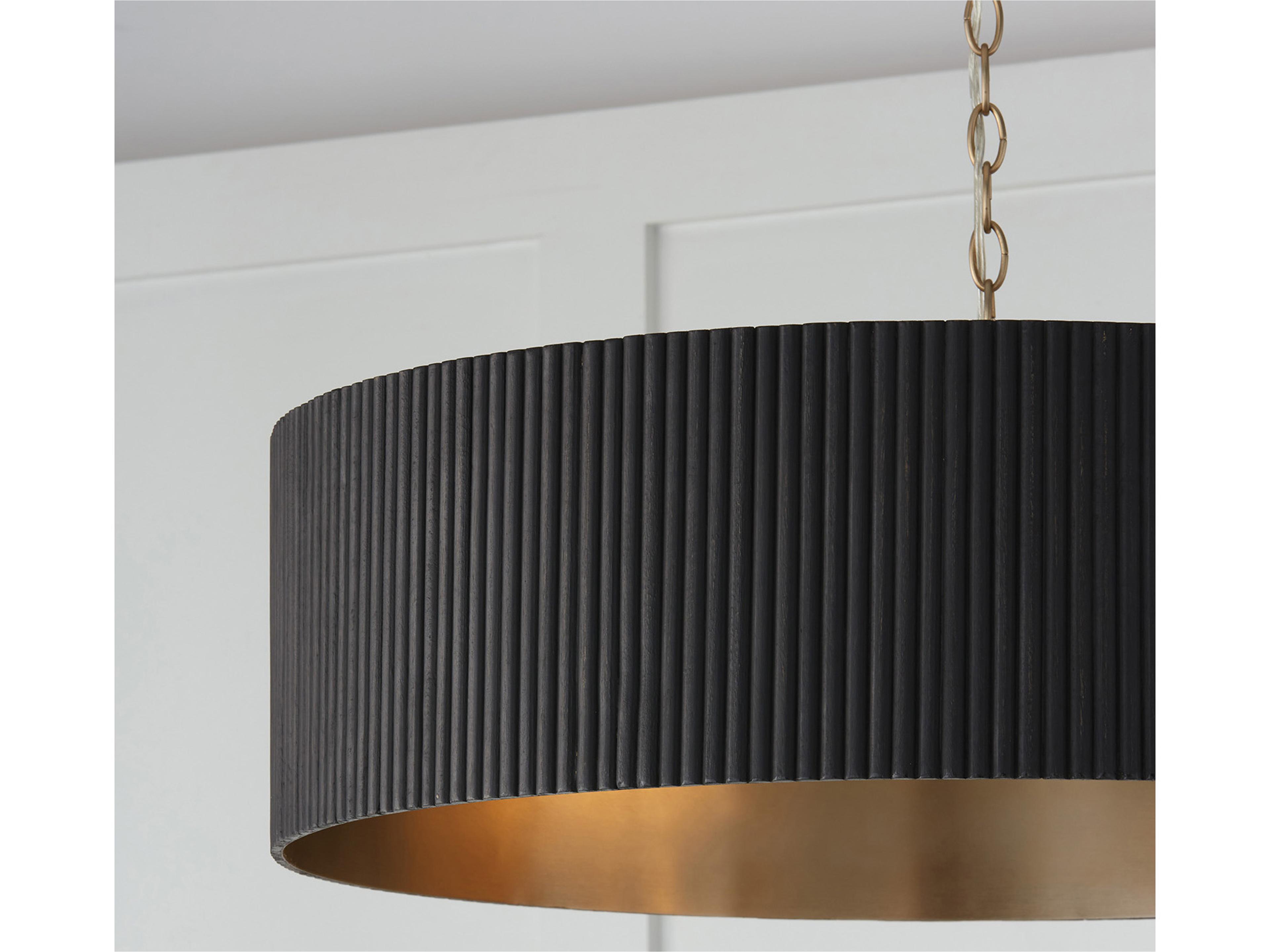 Capital Lighting Donovan 4-Light Black Stain And Matte Brass Drum Pendant