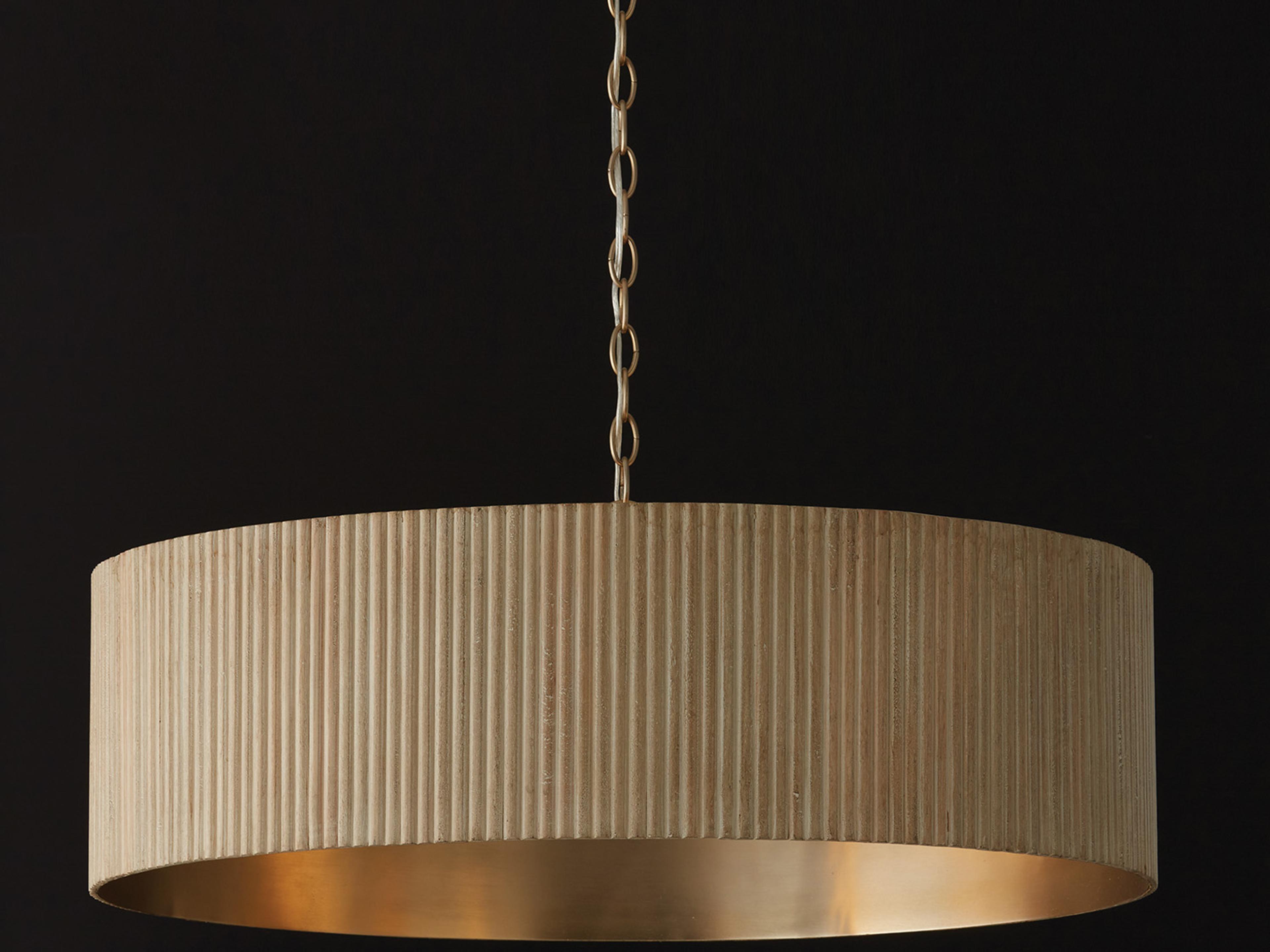 Capital Lighting Donovan 4-Light White Wash And Matte Brass Brown Drum Pendant