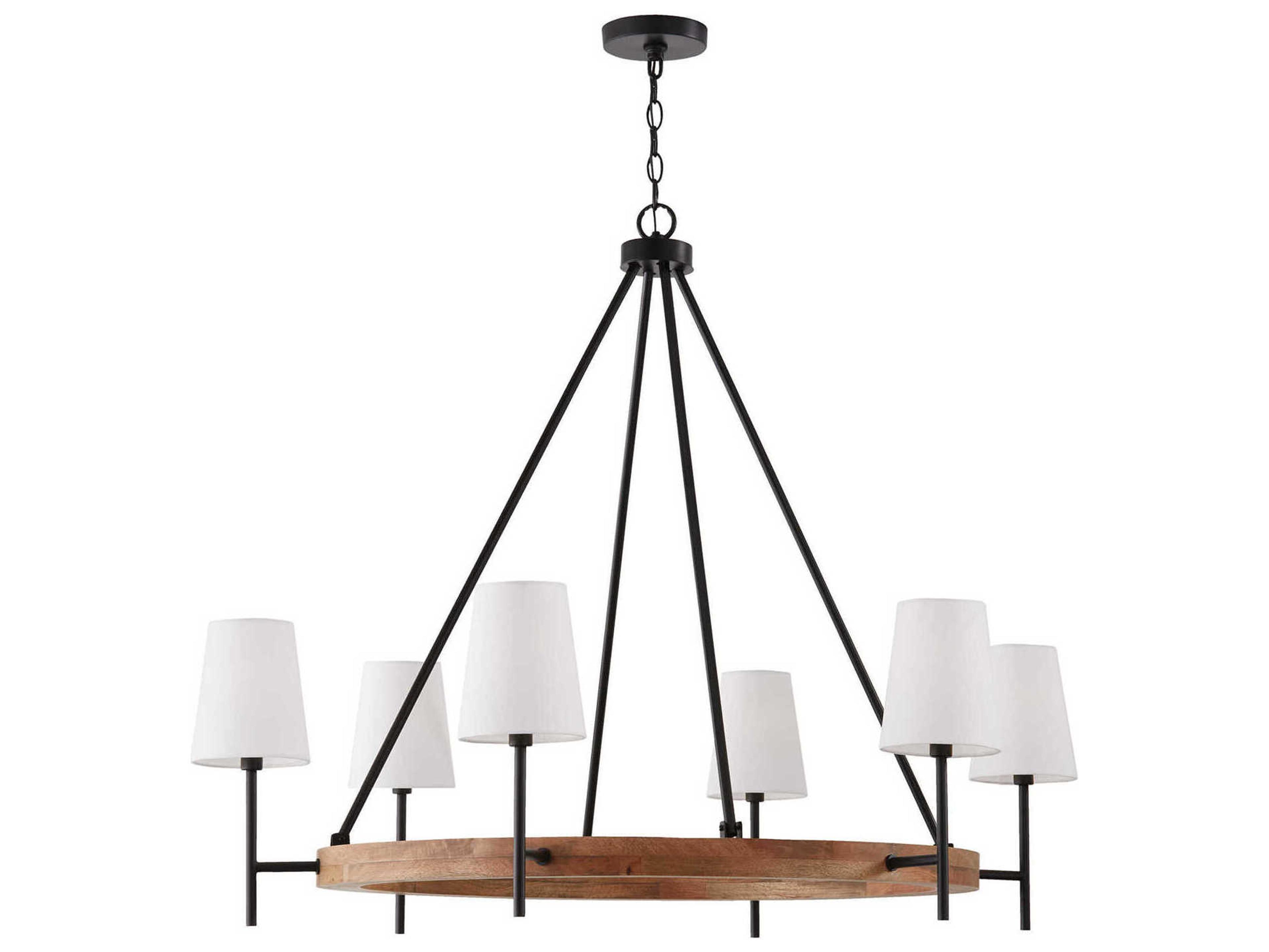 Jonah 6-Light Light Wood And Matte Black Chandelier