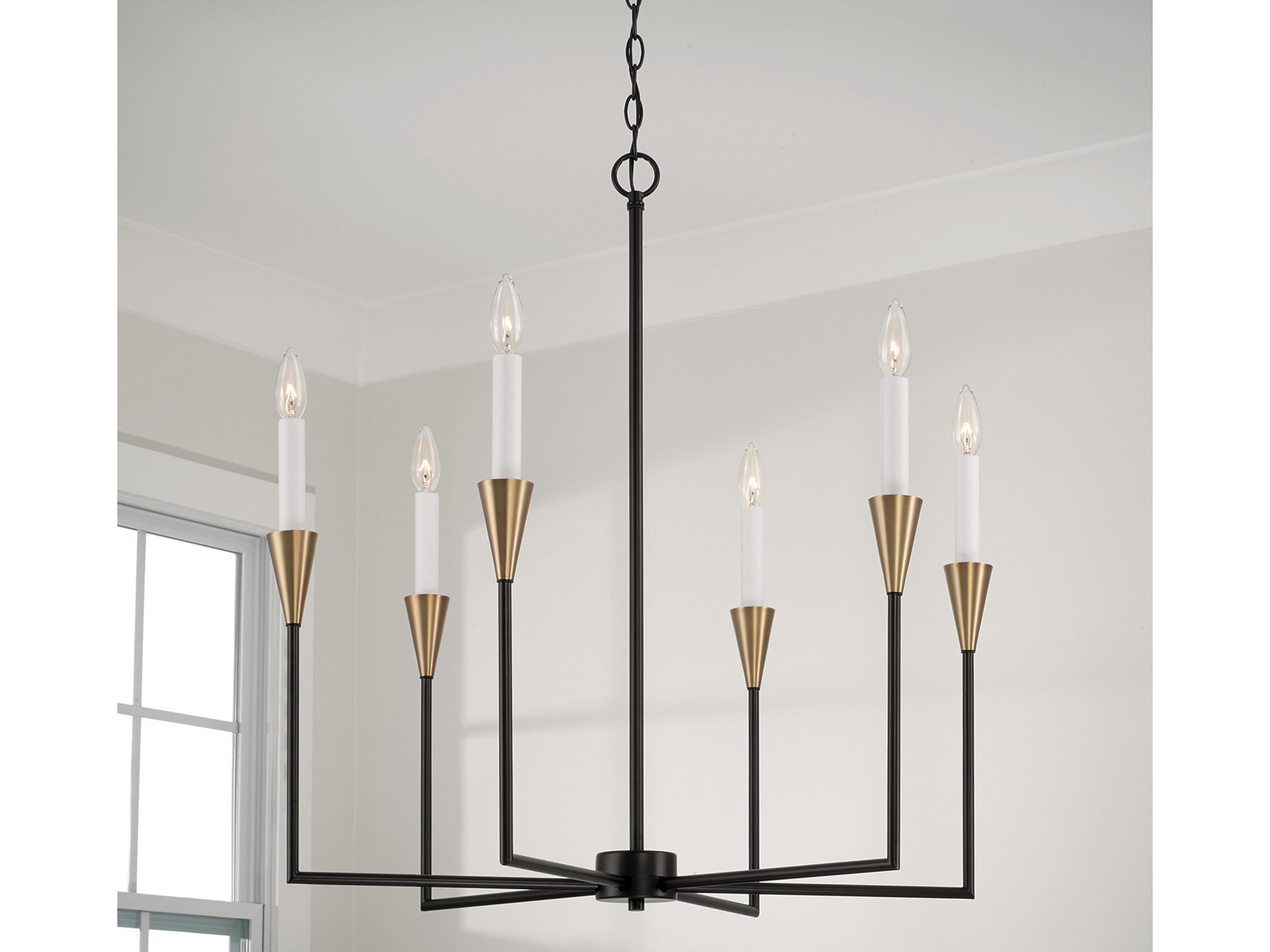 Capital Lighting Avant 6-Light Aged Brass And Black Candelabra Chandelier