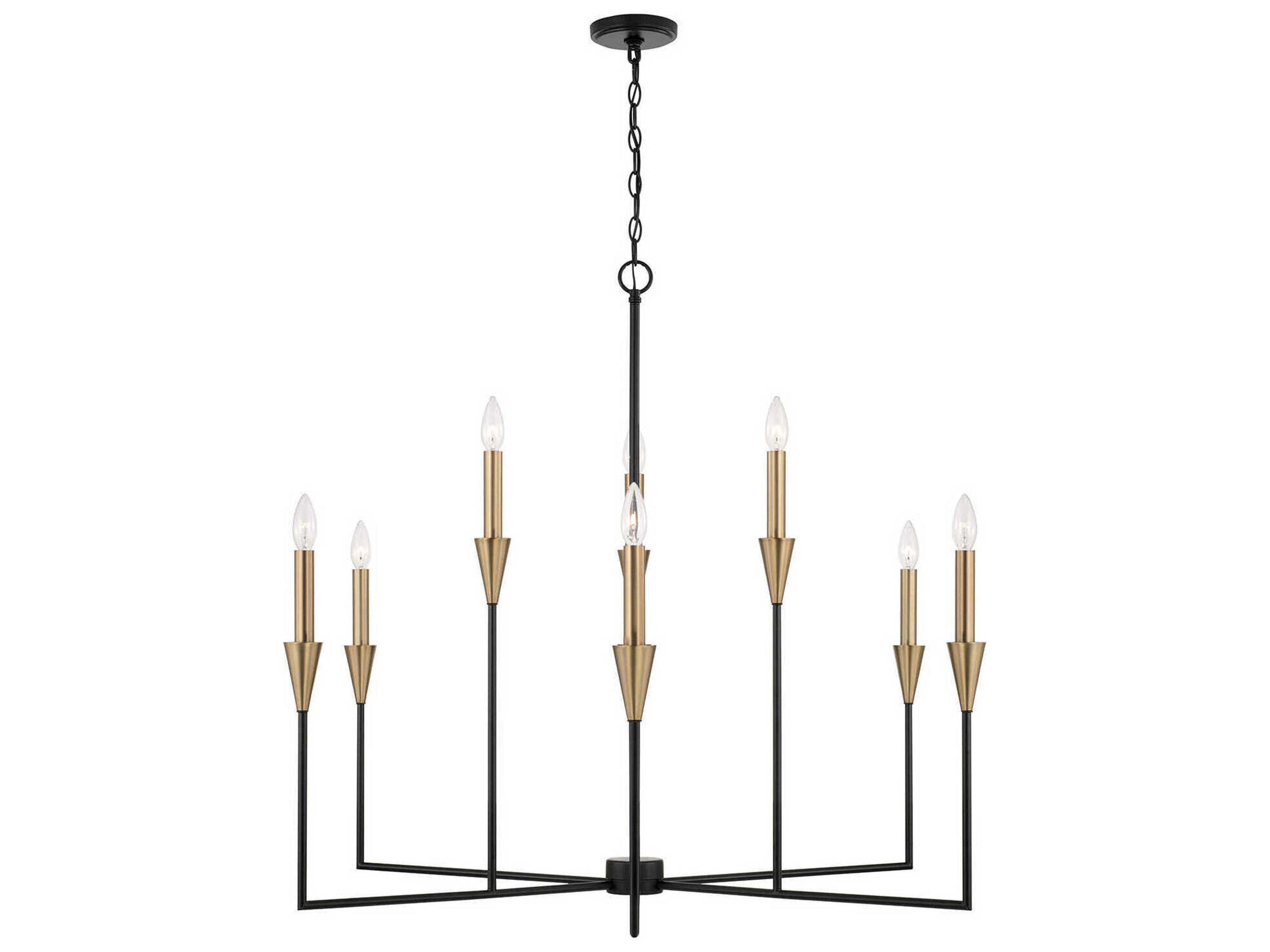 Avant 9-Light Aged Brass And Black Candelabra Chandelier