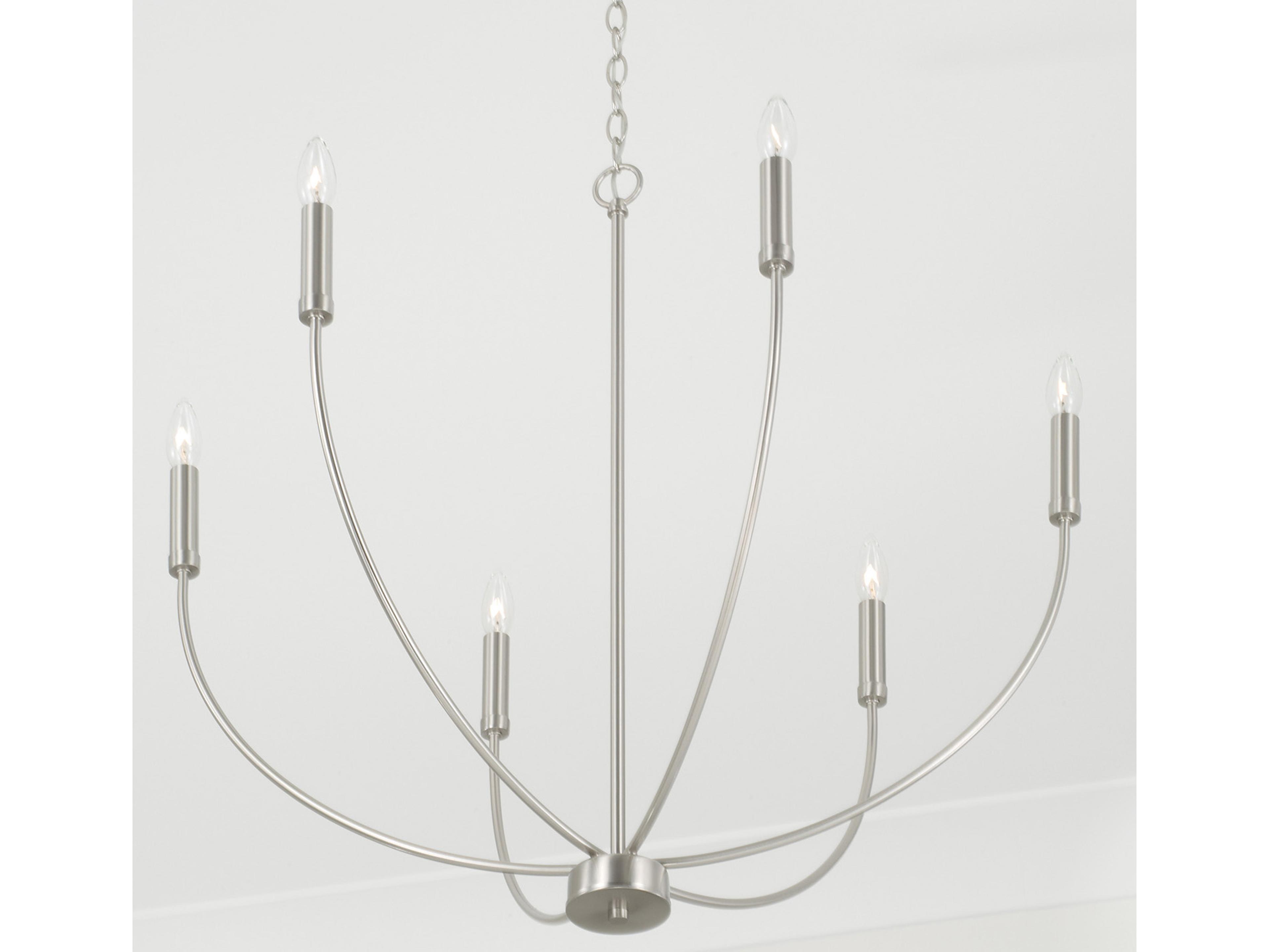 Capital Lighting Ansley 6-Light Brushed Nickel Candelabra Chandelier