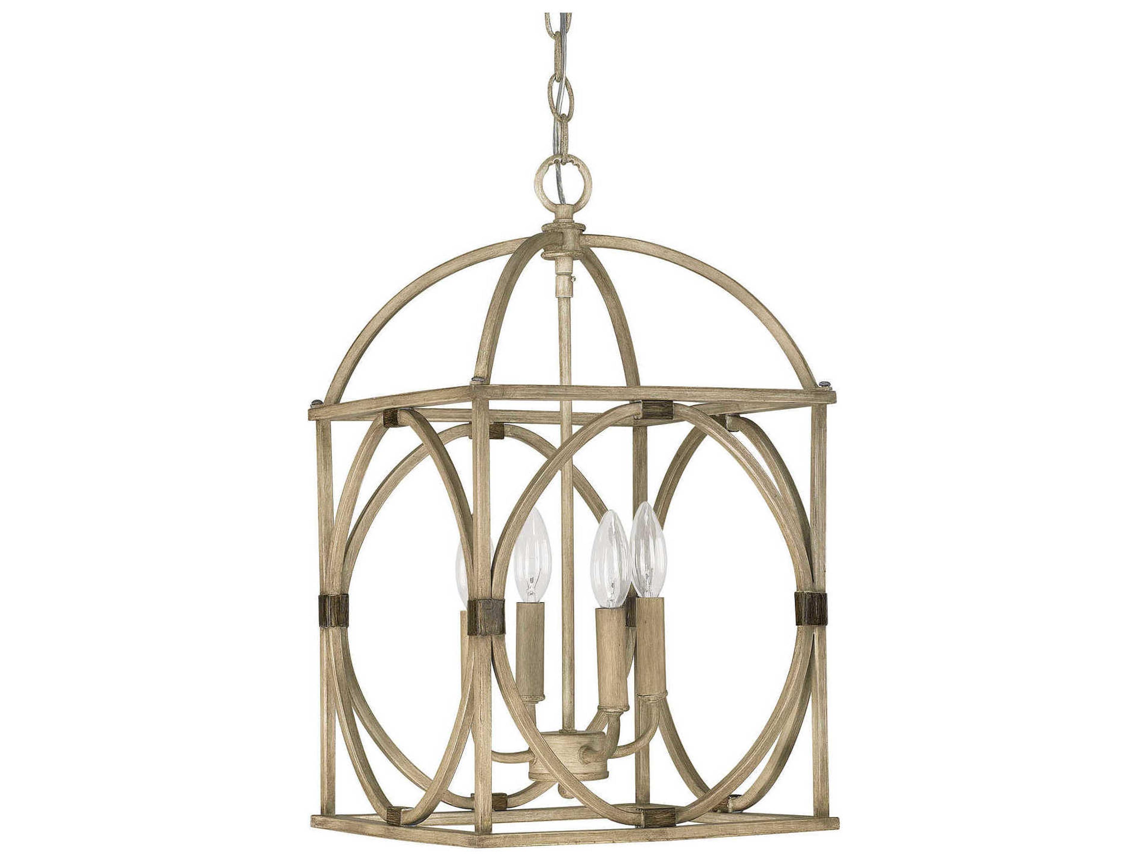 4-Light French Oak Brown Chandelier