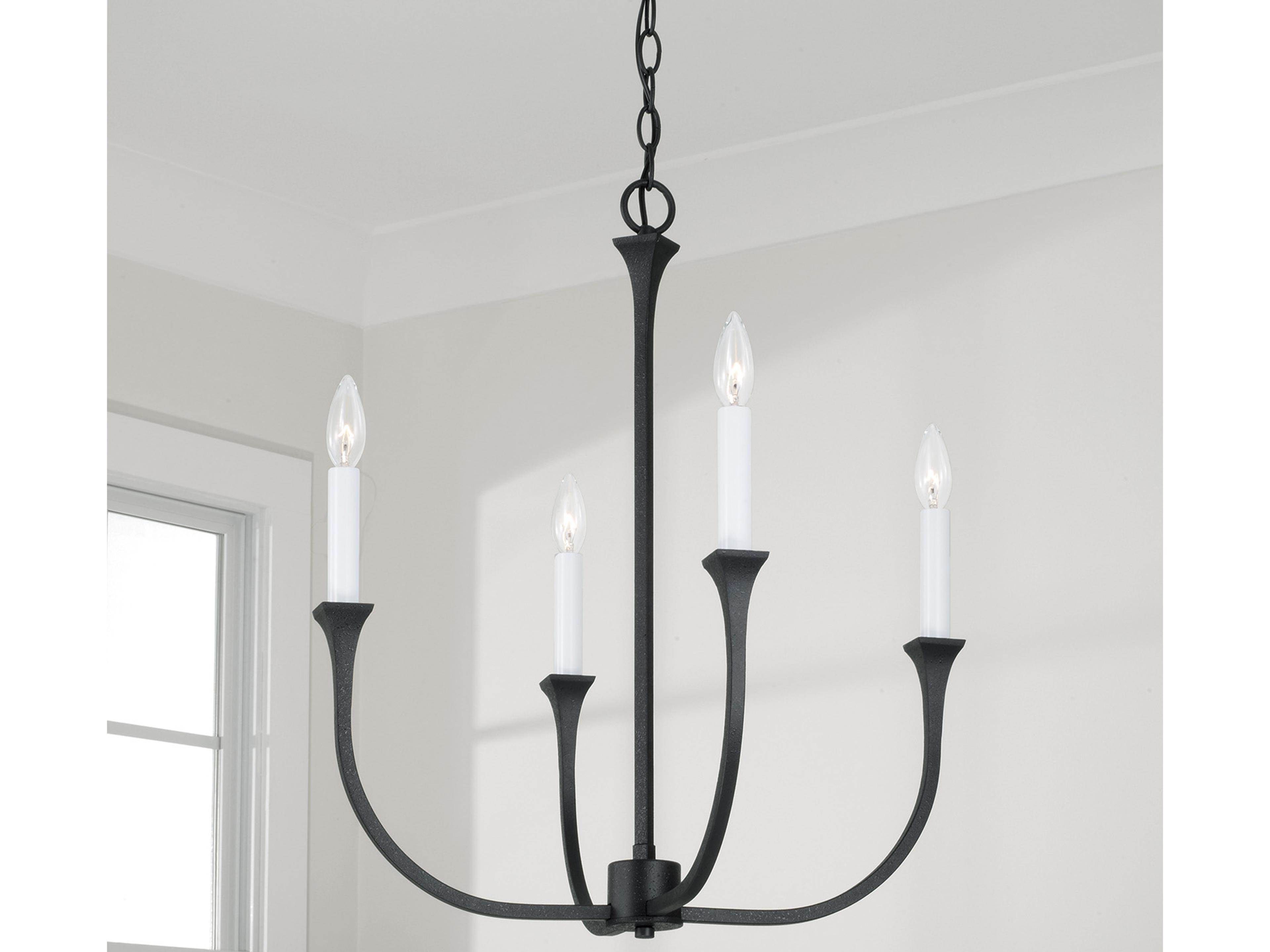 Capital Lighting Decklan 4-Light Black Iron Candelabra Chandelier