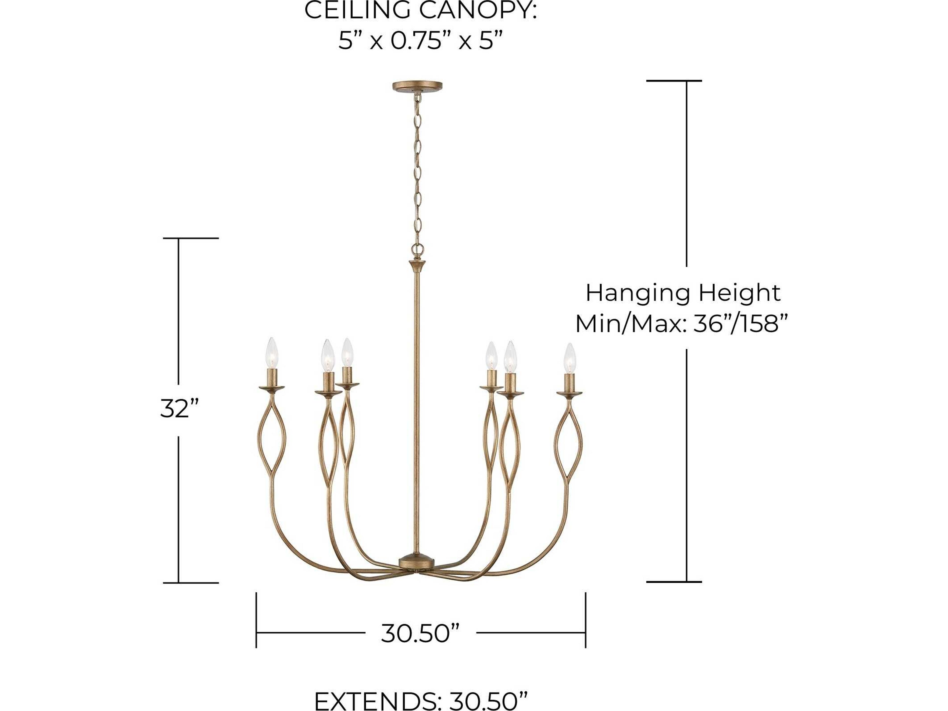 Capital Lighting Cohen 6-Light Mystic Luster Brass Candelabra Chandelier