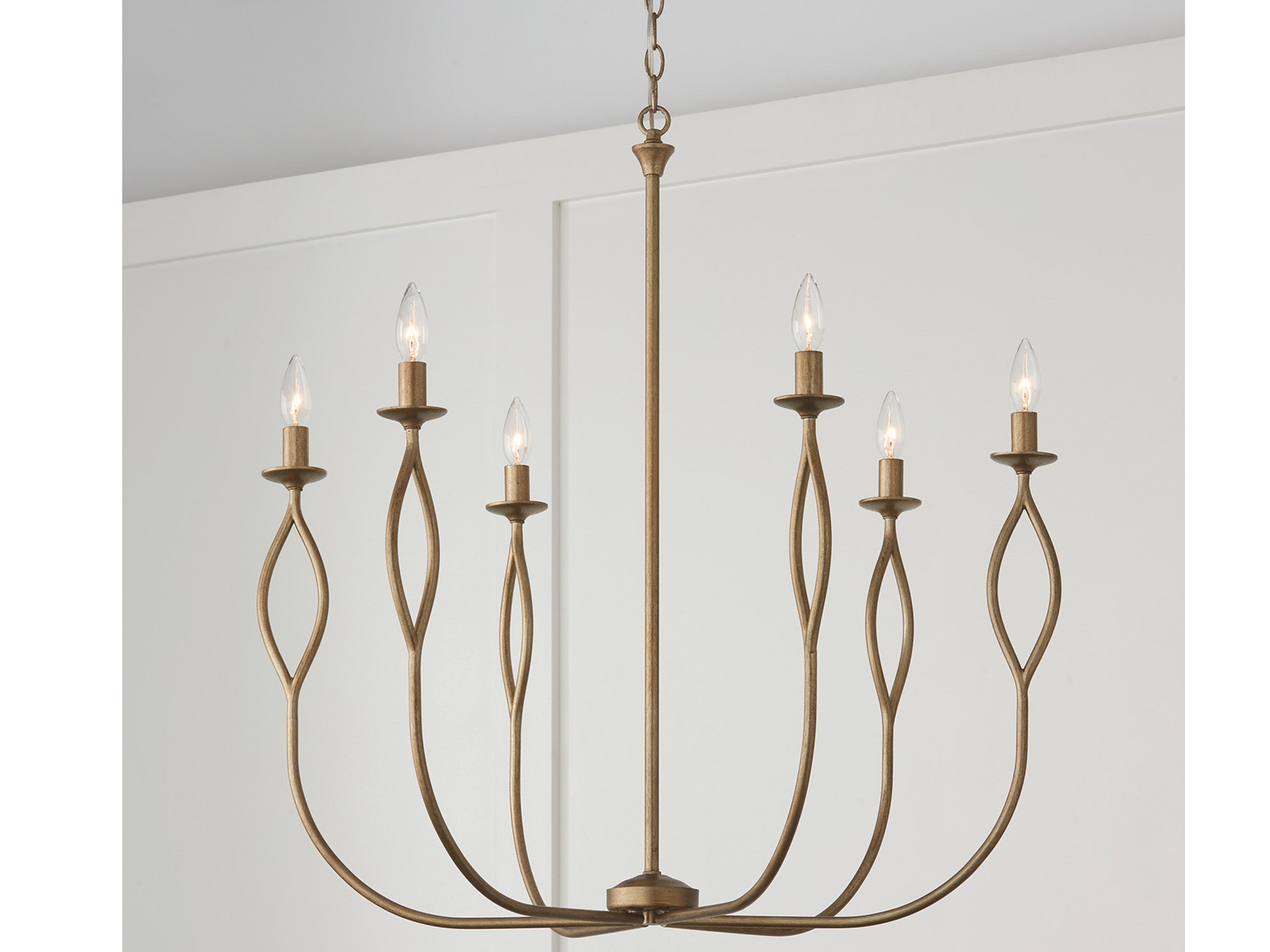 Capital Lighting Cohen 6-Light Mystic Luster Brass Candelabra Chandelier